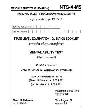 Maharashtra NTSE 2019 MAT (English) Question Paper