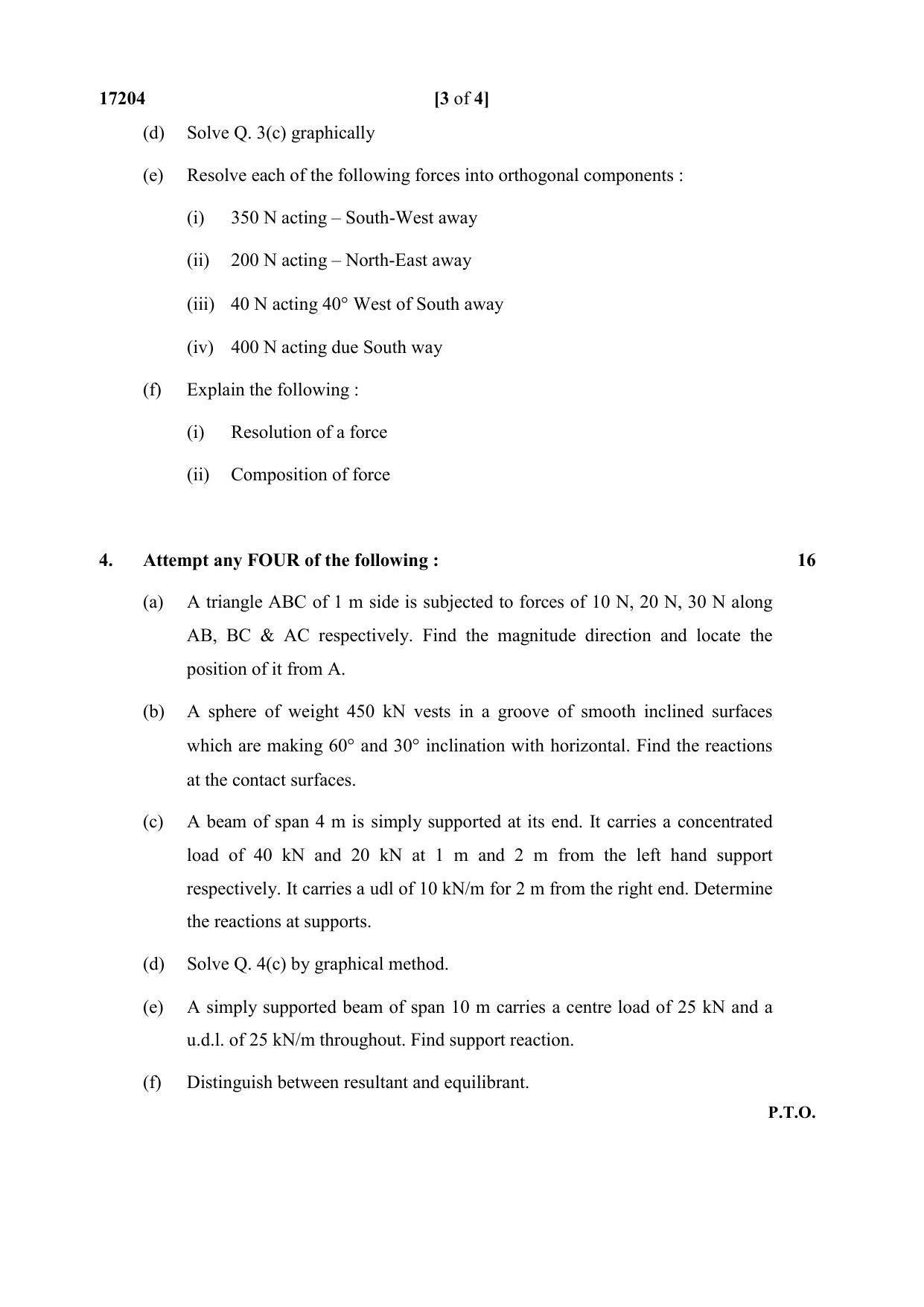 MSBTE Summer Question Paper 2019 - Engineering Mechanics - Page 3