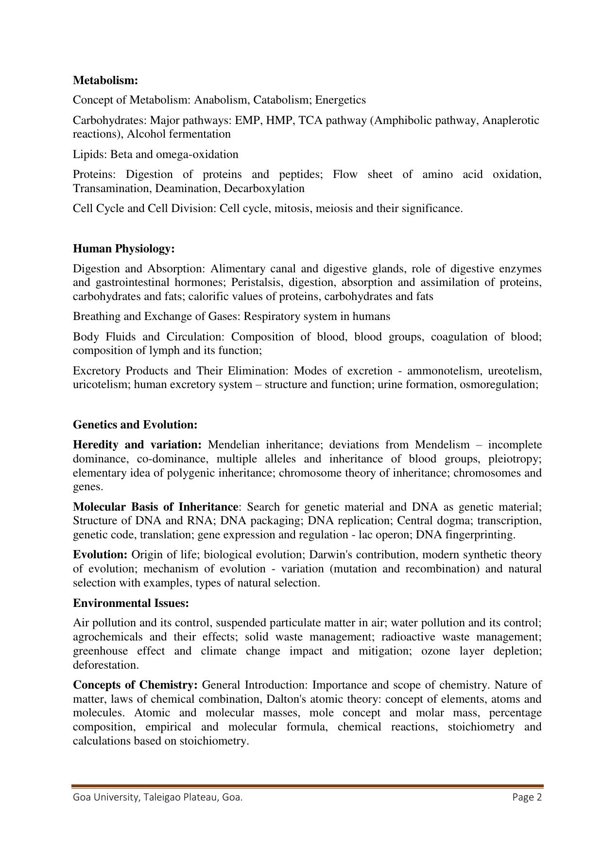 GU ART Biochemistry Syllabus - Page 2