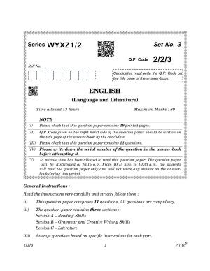 CBSE Class 10 2-2-3_English Language And Literature 2023 Question Paper