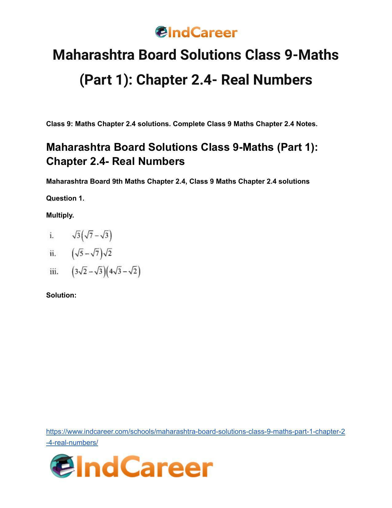 Maharashtra Board Solutions Class 9-Maths (Part 1): Chapter 2.4- Real Numbers - Page 2