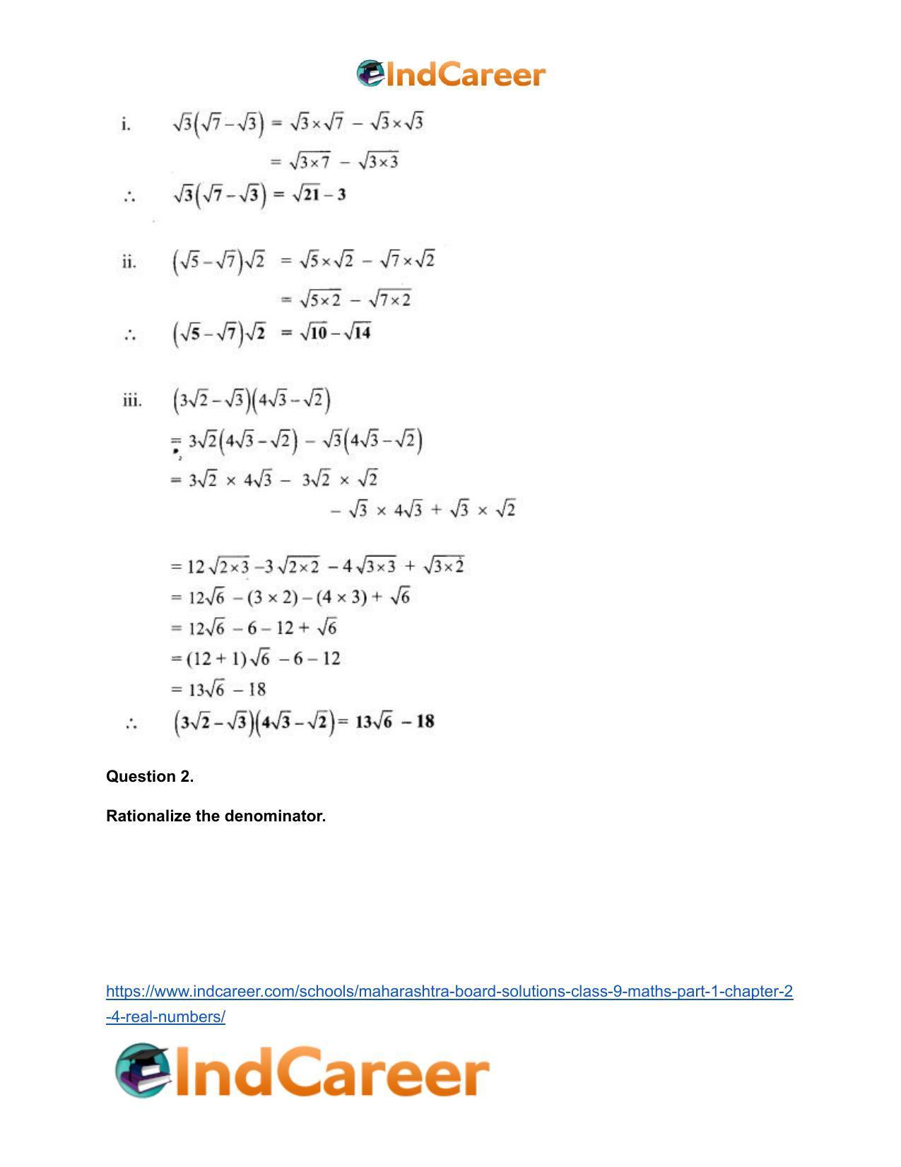 Maharashtra Board Solutions Class 9-Maths (Part 1): Chapter 2.4- Real Numbers - Page 3