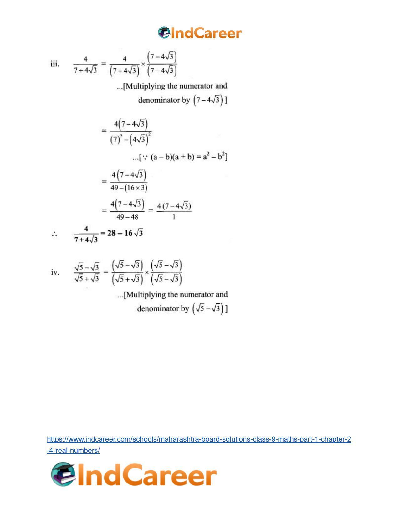 Maharashtra Board Solutions Class 9-Maths (Part 1): Chapter 2.4- Real Numbers - Page 6