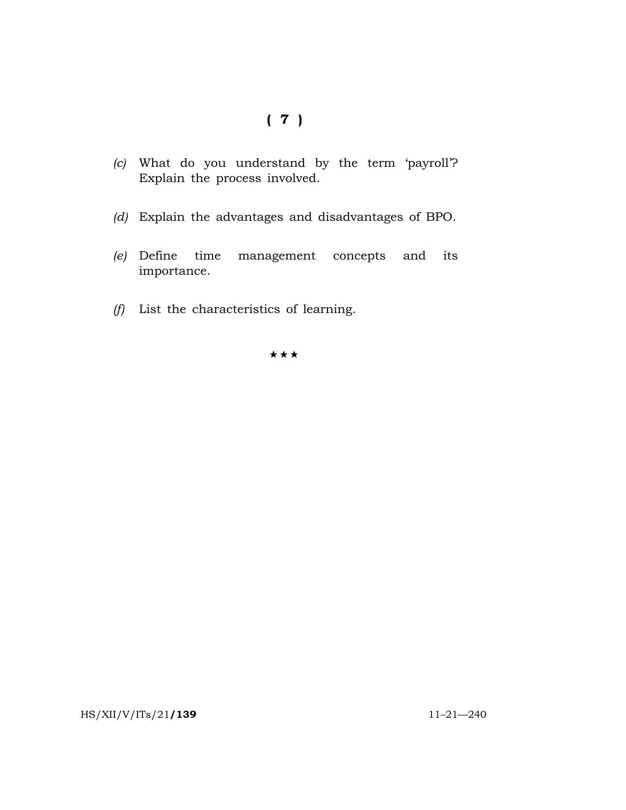 Meghalaya Board (MBOSE) Class 12 IT/ITES (HS-XII-V-ITs-21) 2021 Question Paper - Page 7