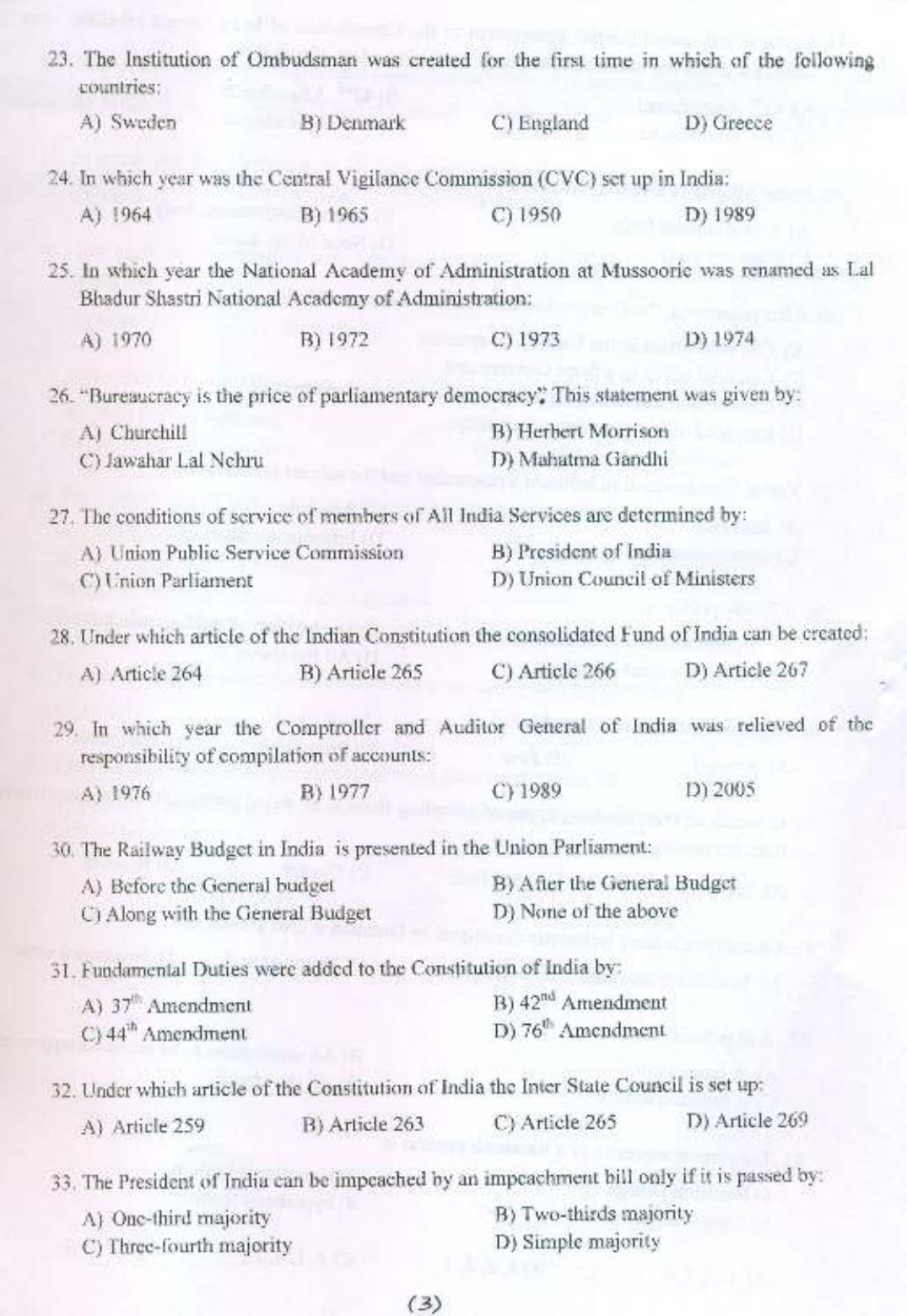 PU MPET Public Administration 2015 Question Paper - Page 4