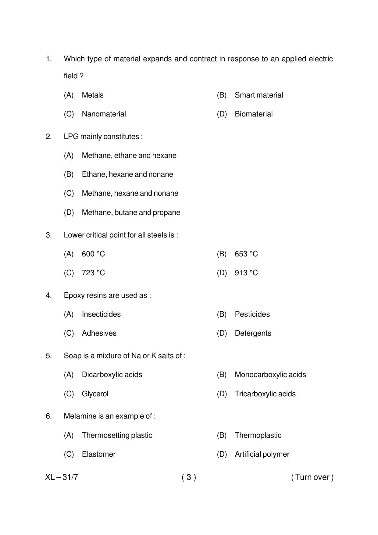Odisha CPET MATERIAL SCIENCE 2020 Question Paper - Page 3