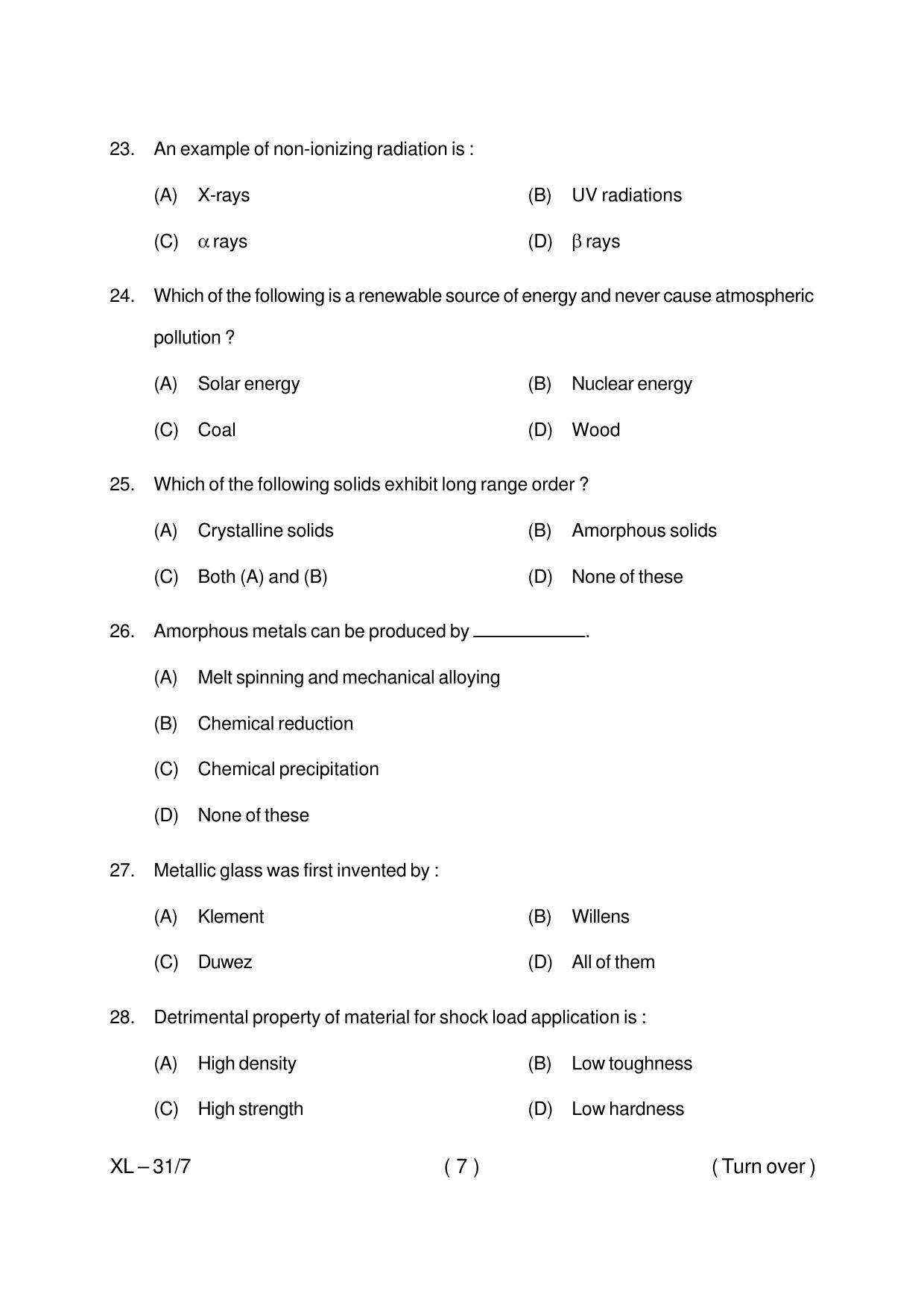 Odisha CPET MATERIAL SCIENCE 2020 Question Paper - Page 7