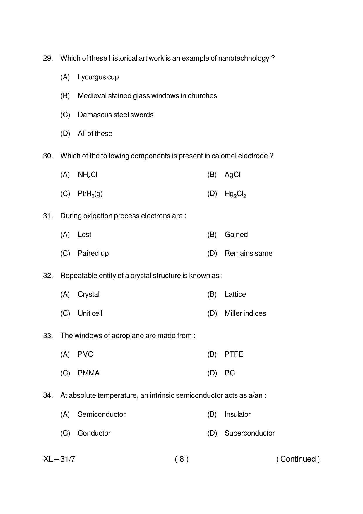 Odisha CPET MATERIAL SCIENCE 2020 Question Paper - Page 8