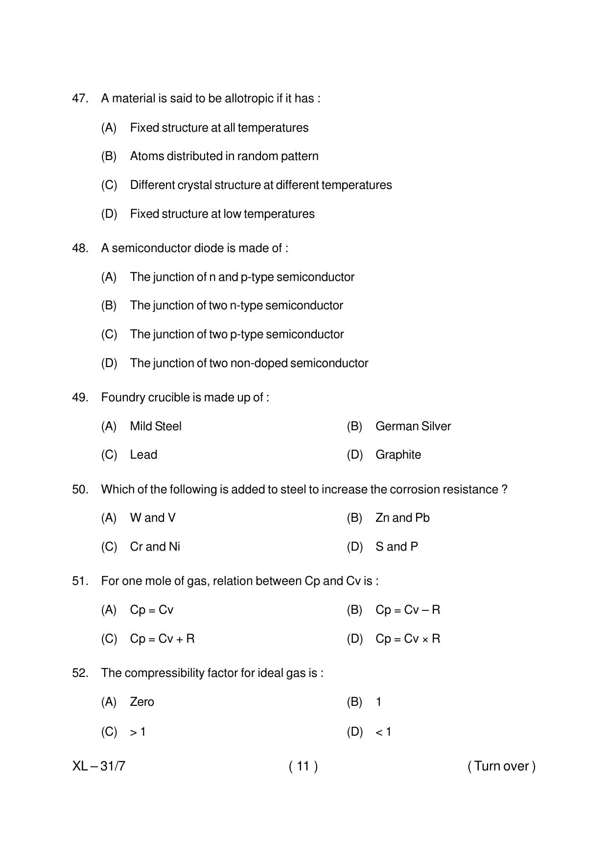 Odisha CPET MATERIAL SCIENCE 2020 Question Paper - Page 11