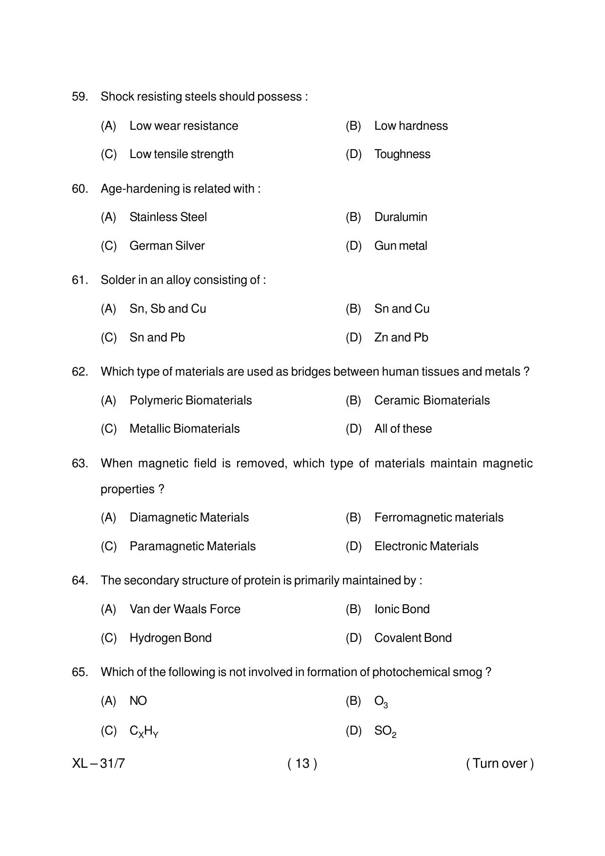 Odisha CPET MATERIAL SCIENCE 2020 Question Paper - Page 13