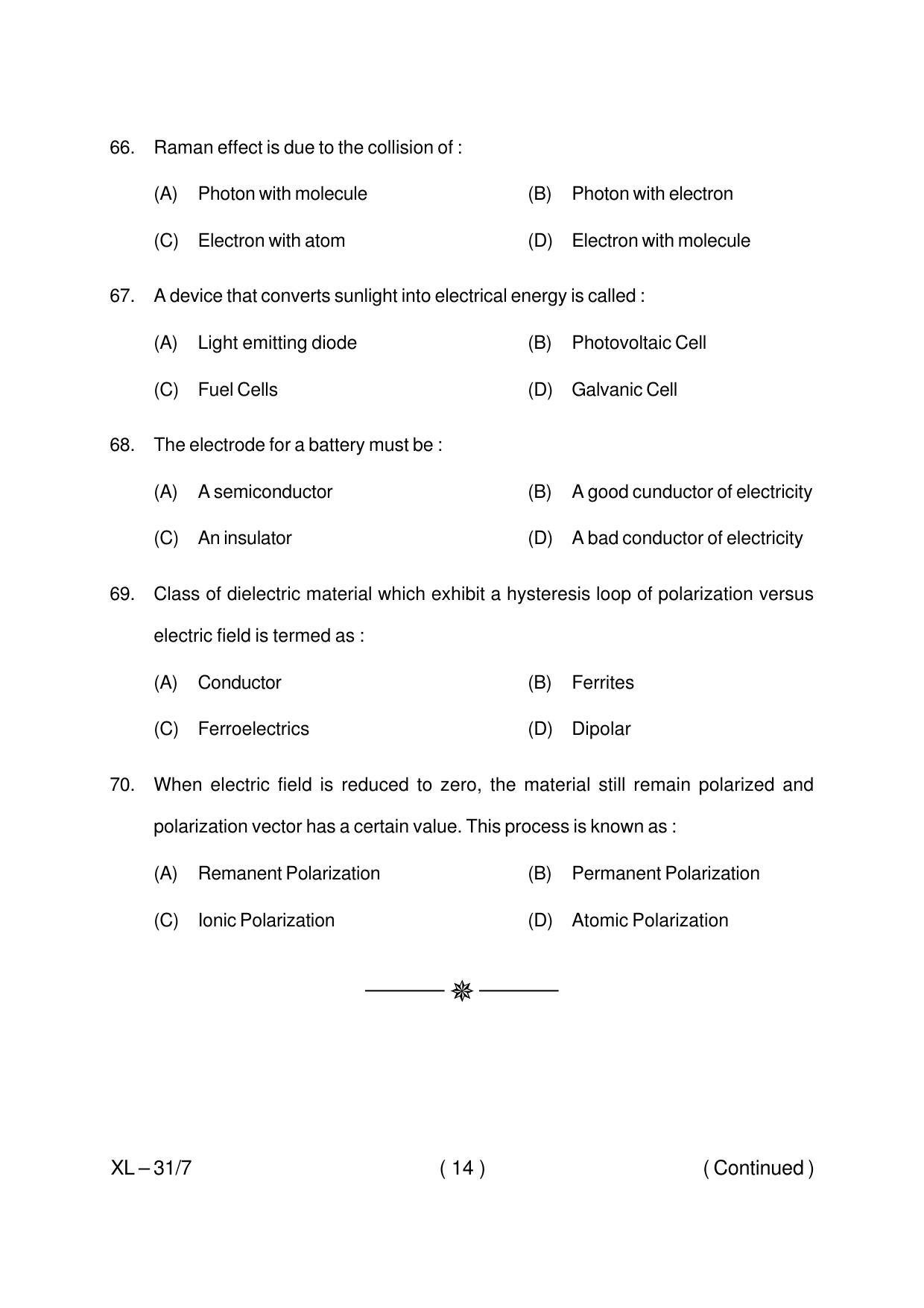 Odisha CPET MATERIAL SCIENCE 2020 Question Paper - Page 14