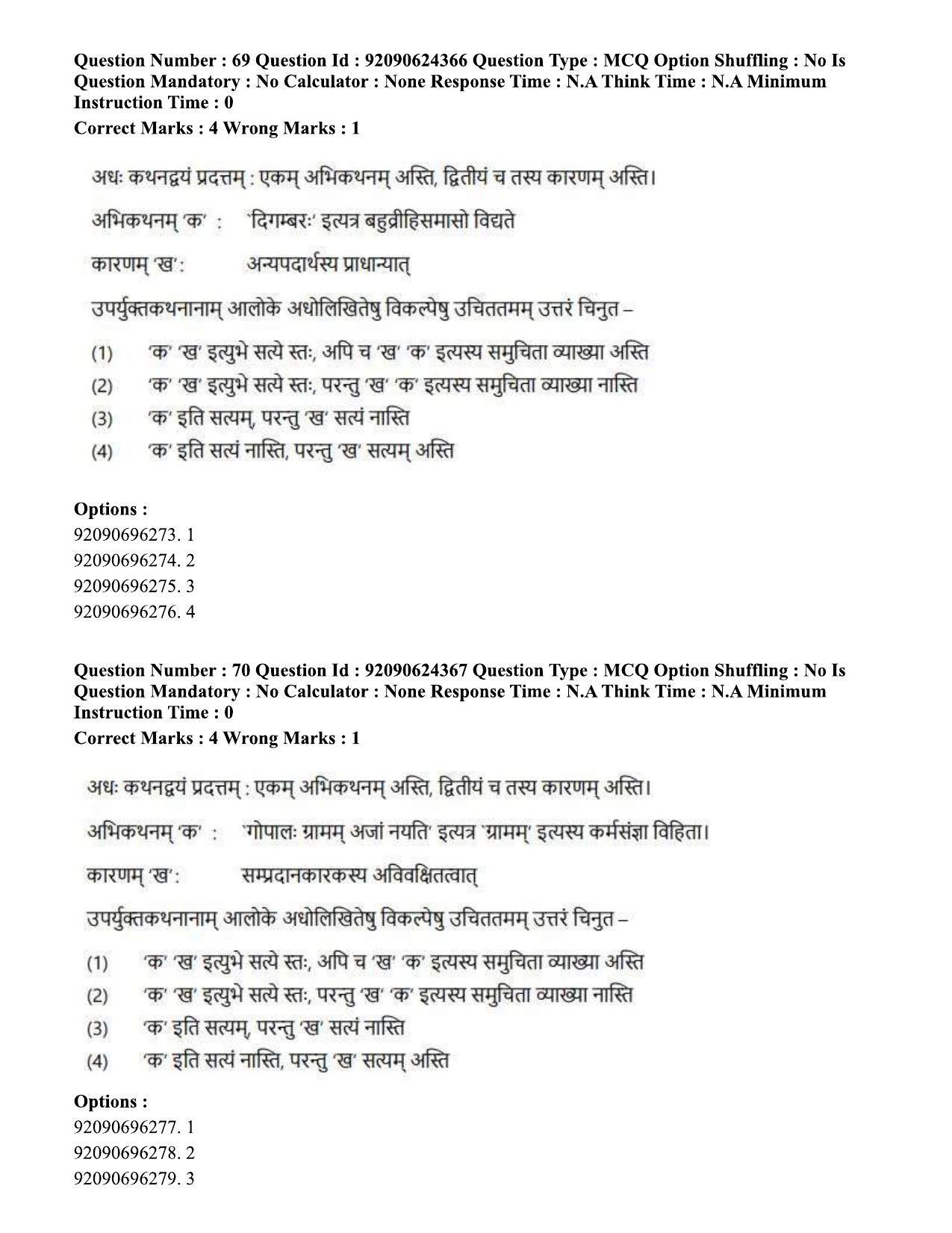 CUET PG 2023: LAQP03 - Sanskrit (Hin) - Shift 3 (24-06-2023) Question Paper  - Page 92