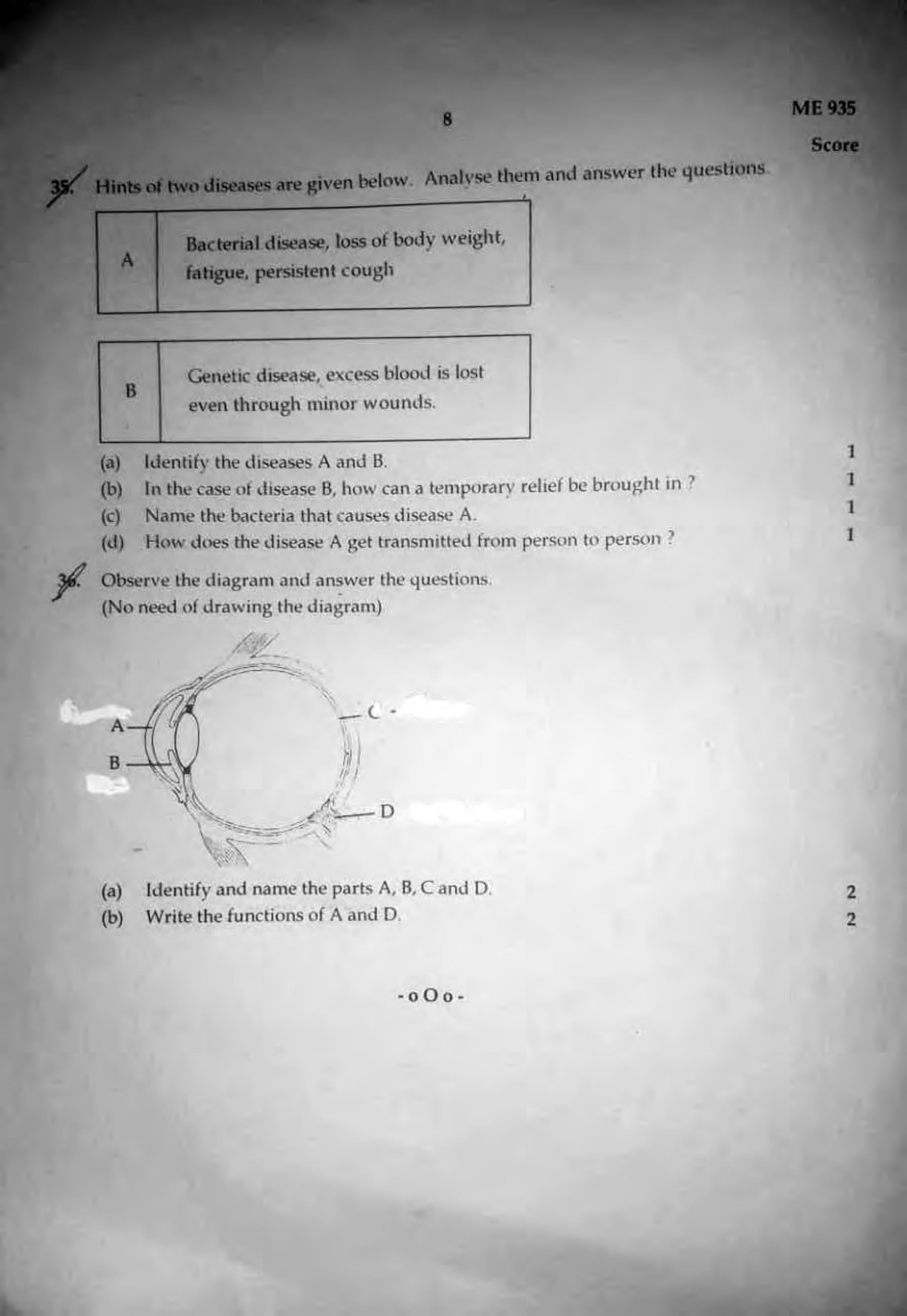 Kerala SSLC 2021 Biology Question Paper (EM) (Model) - Page 8