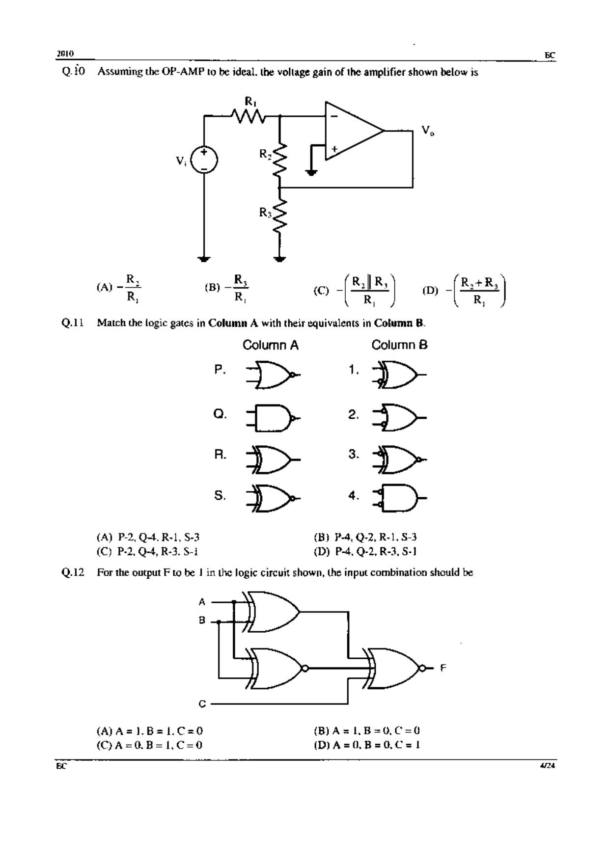 GATE 2010 Electronics and Communication Engineering (EC) Question Paper with Answer Key - Page 4