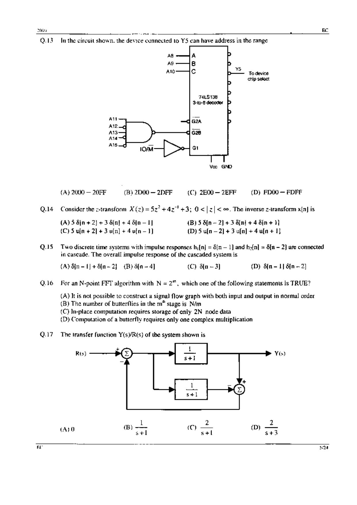 GATE 2010 Electronics and Communication Engineering (EC) Question Paper with Answer Key - Page 5