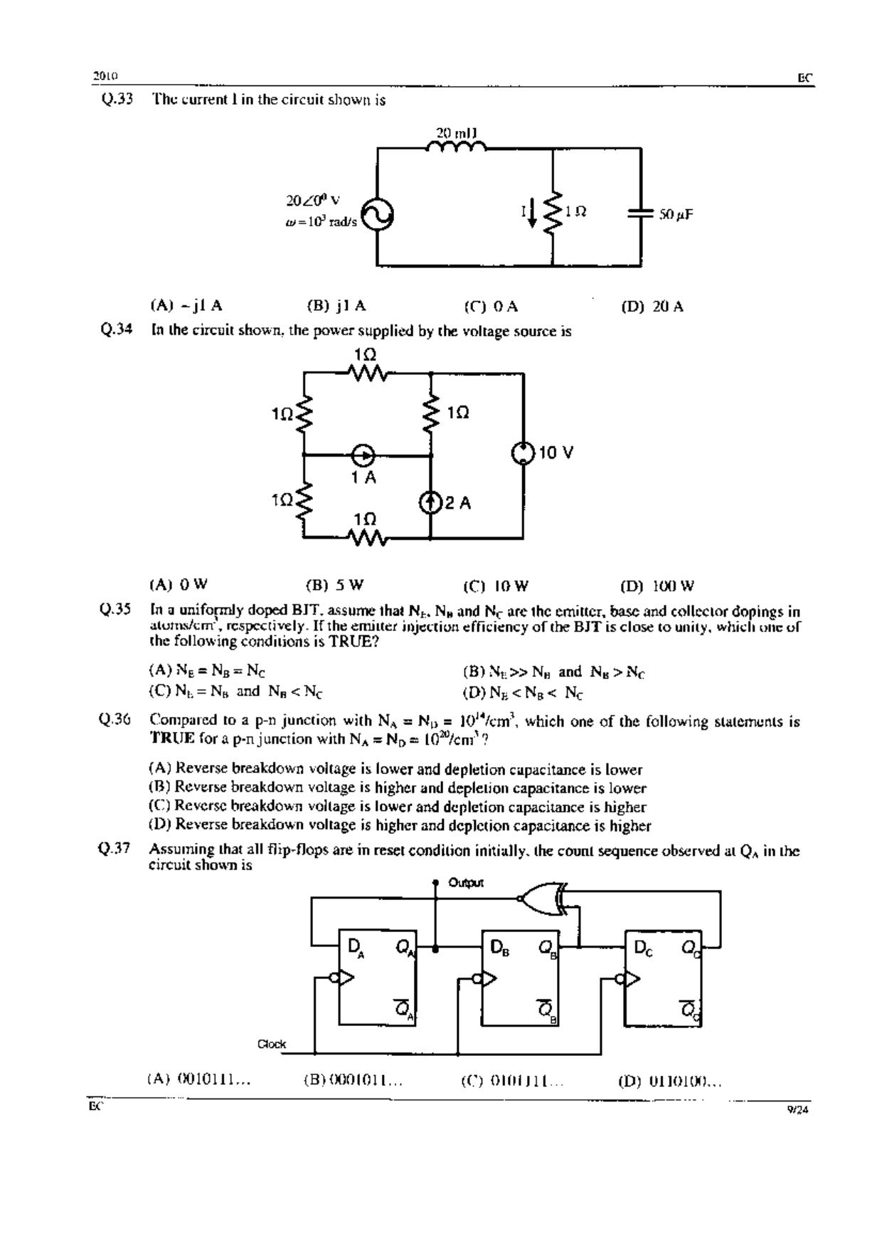 GATE 2010 Electronics and Communication Engineering (EC) Question Paper with Answer Key - Page 9