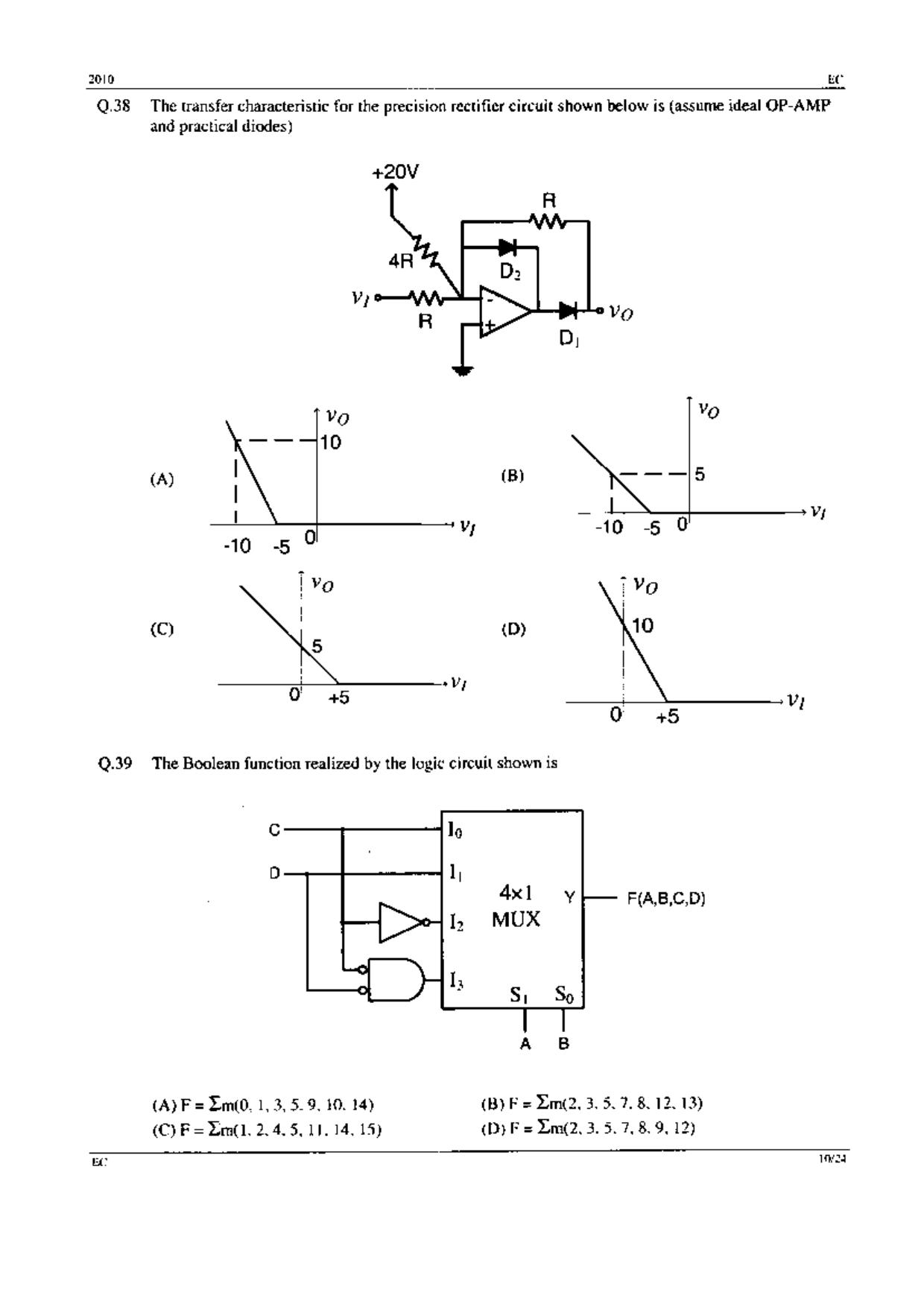 GATE 2010 Electronics and Communication Engineering (EC) Question Paper with Answer Key - Page 10