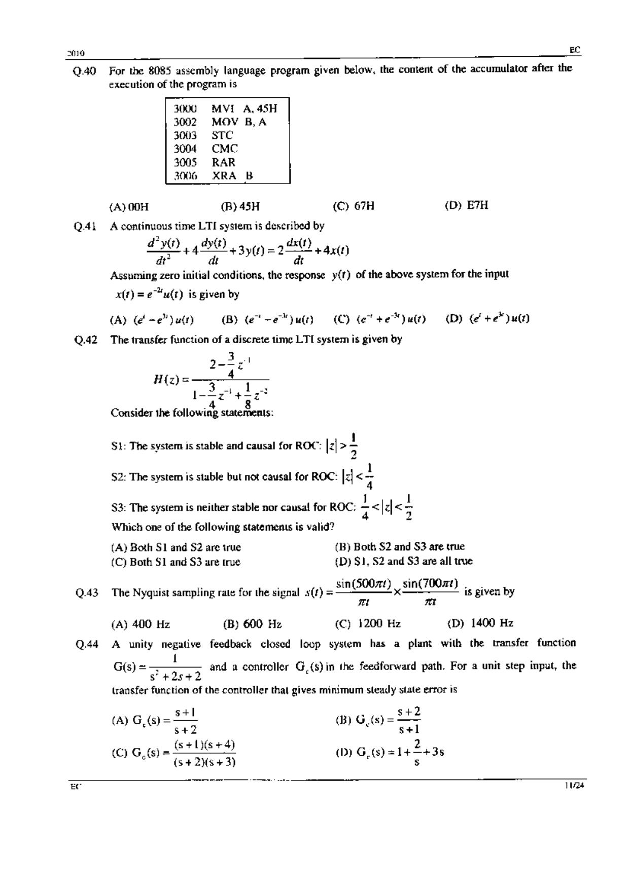 GATE 2010 Electronics and Communication Engineering (EC) Question Paper with Answer Key - Page 11