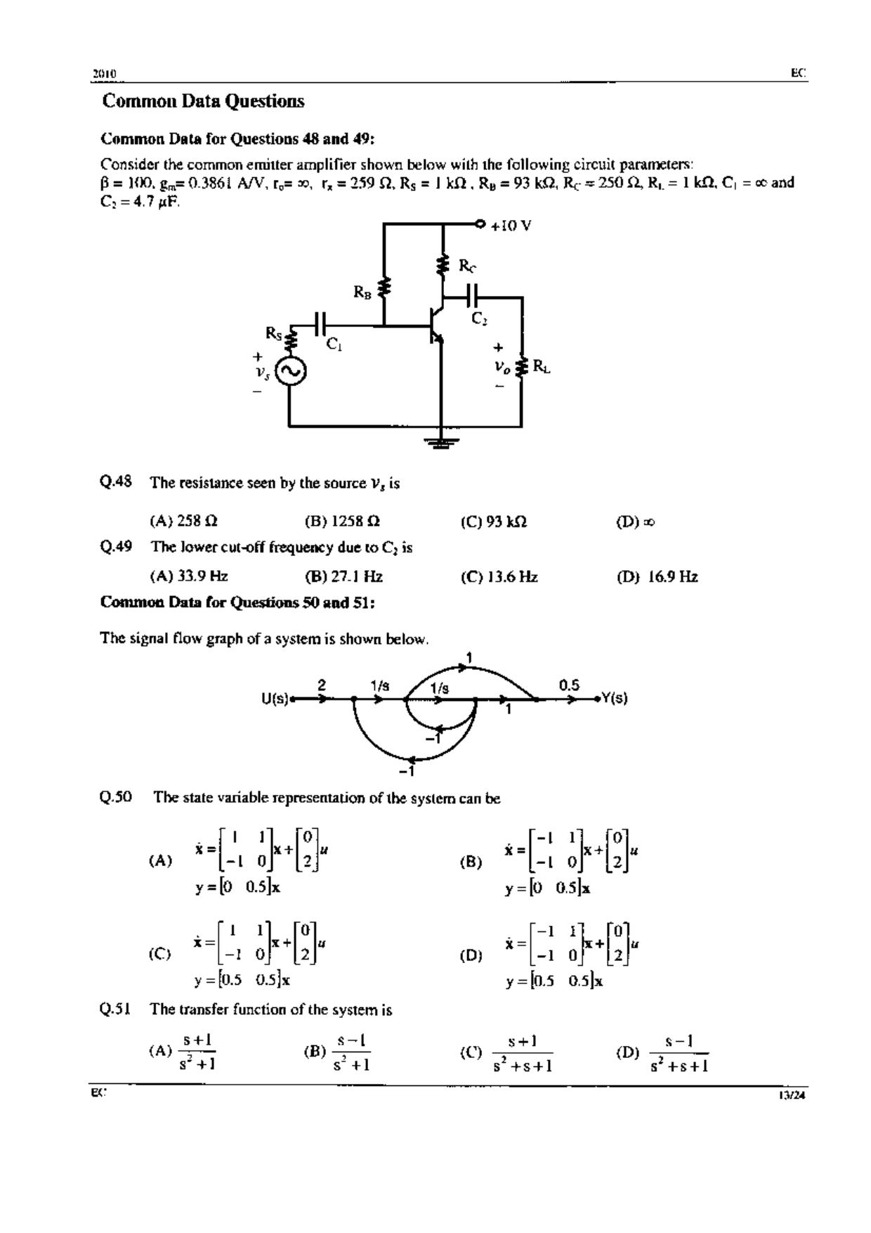 GATE 2010 Electronics and Communication Engineering (EC) Question Paper with Answer Key - Page 13