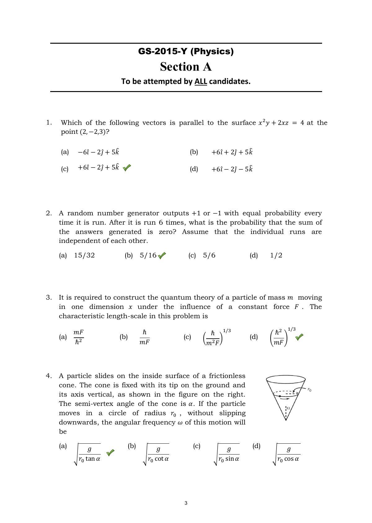 TIFR GS 2015 Physics Y Question Paper - Page 3