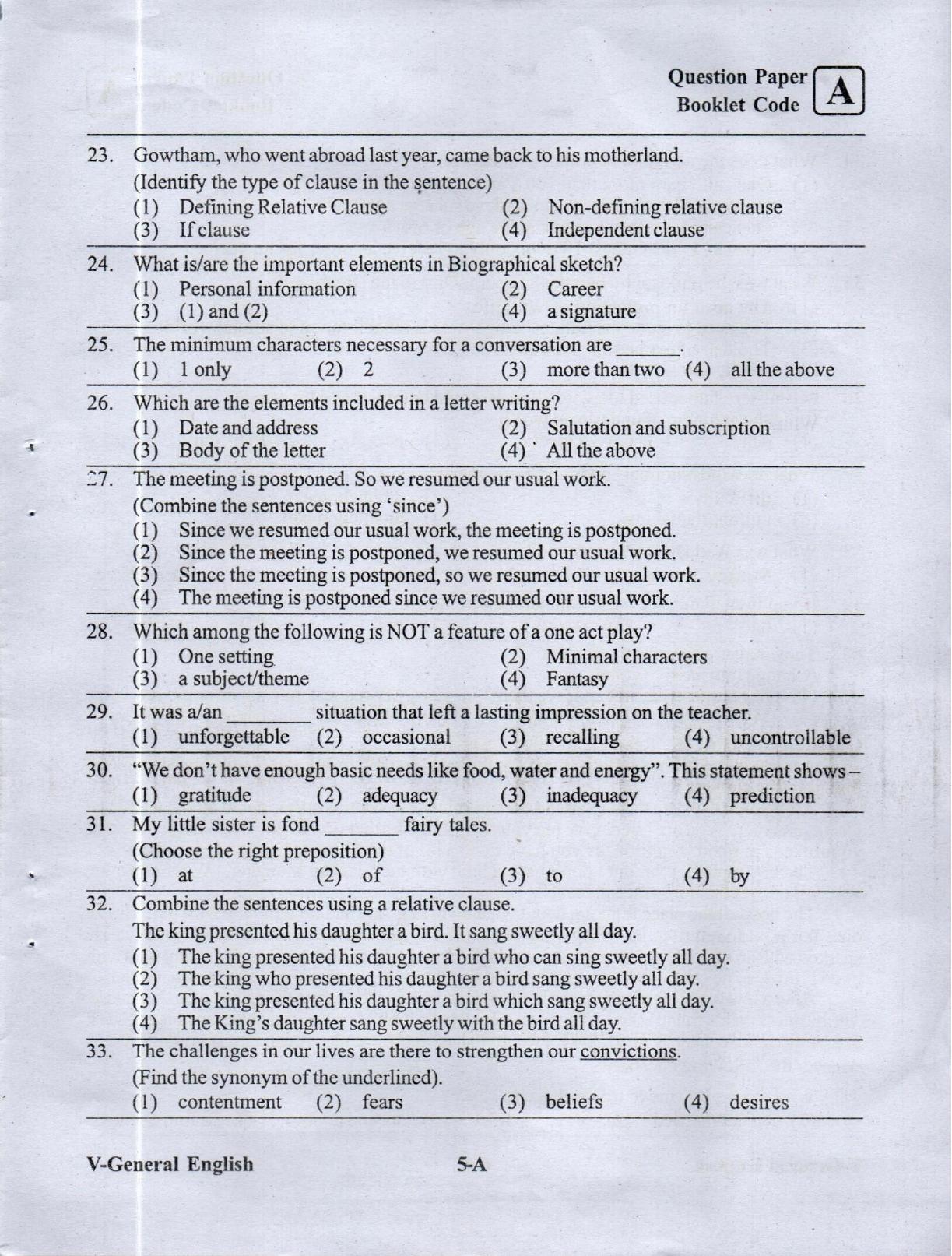 BiPC/ CGT English/ Telugu Medium (Set A) 2023  - Page 4