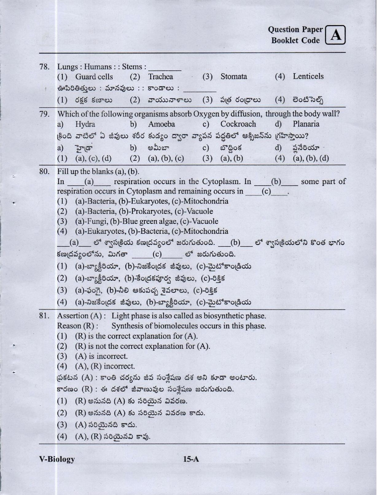 BiPC/ CGT English/ Telugu Medium (Set A) 2023  - Page 14