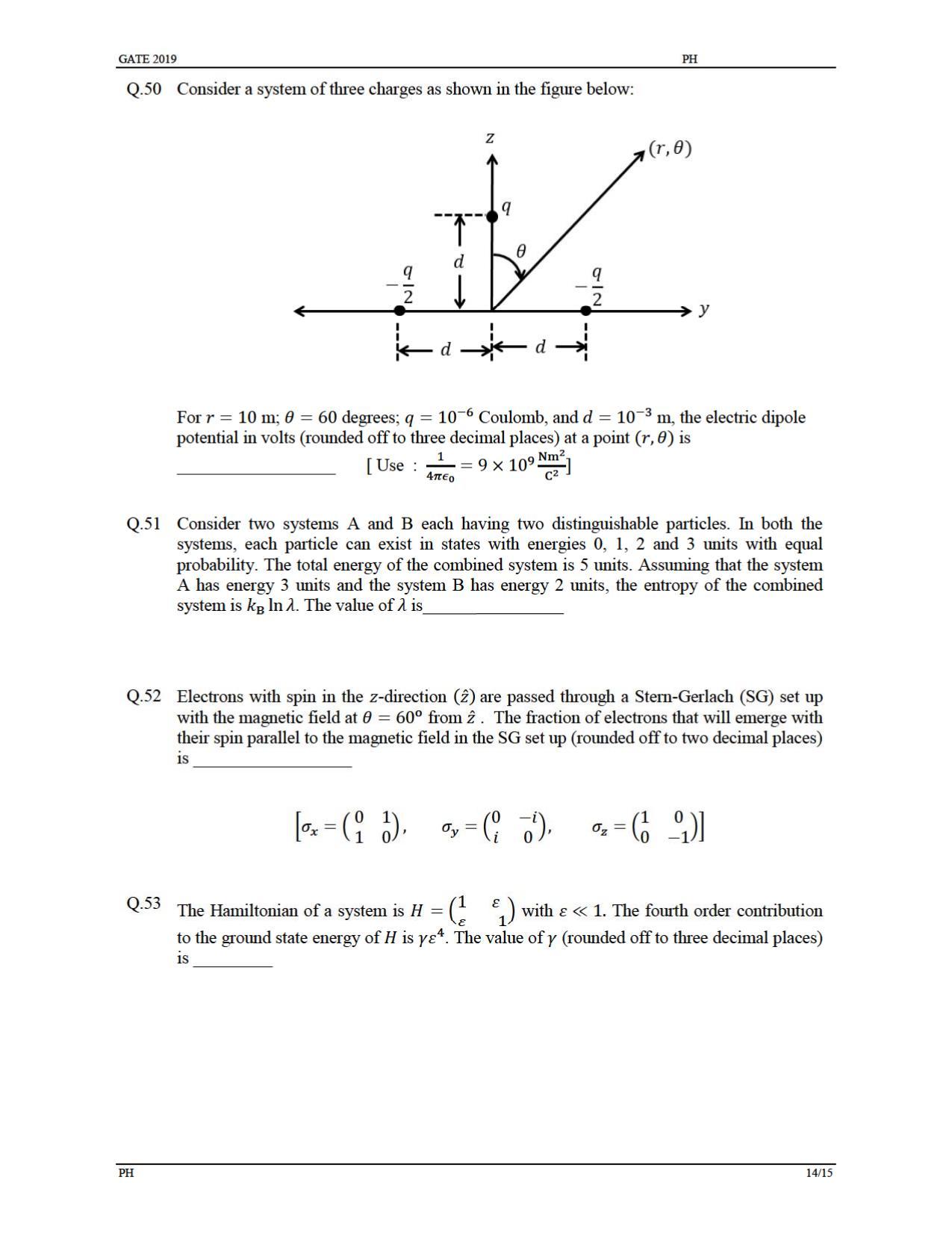 GATE 2019 Physics (PH) Question Paper - Page 17