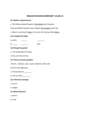 Worksheet for Class 3 English Assignment 19