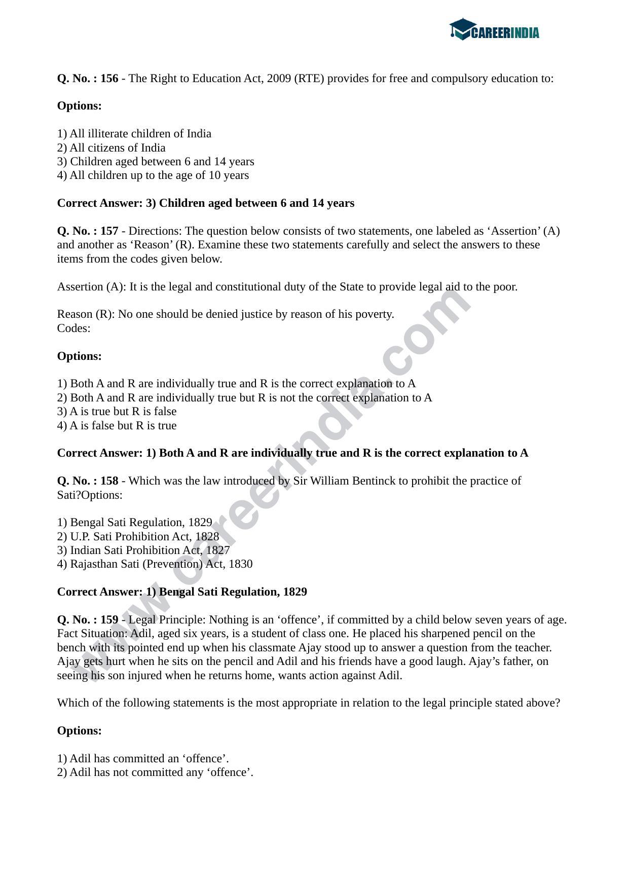 CLAT 2018 UG Question Paper - Page 57