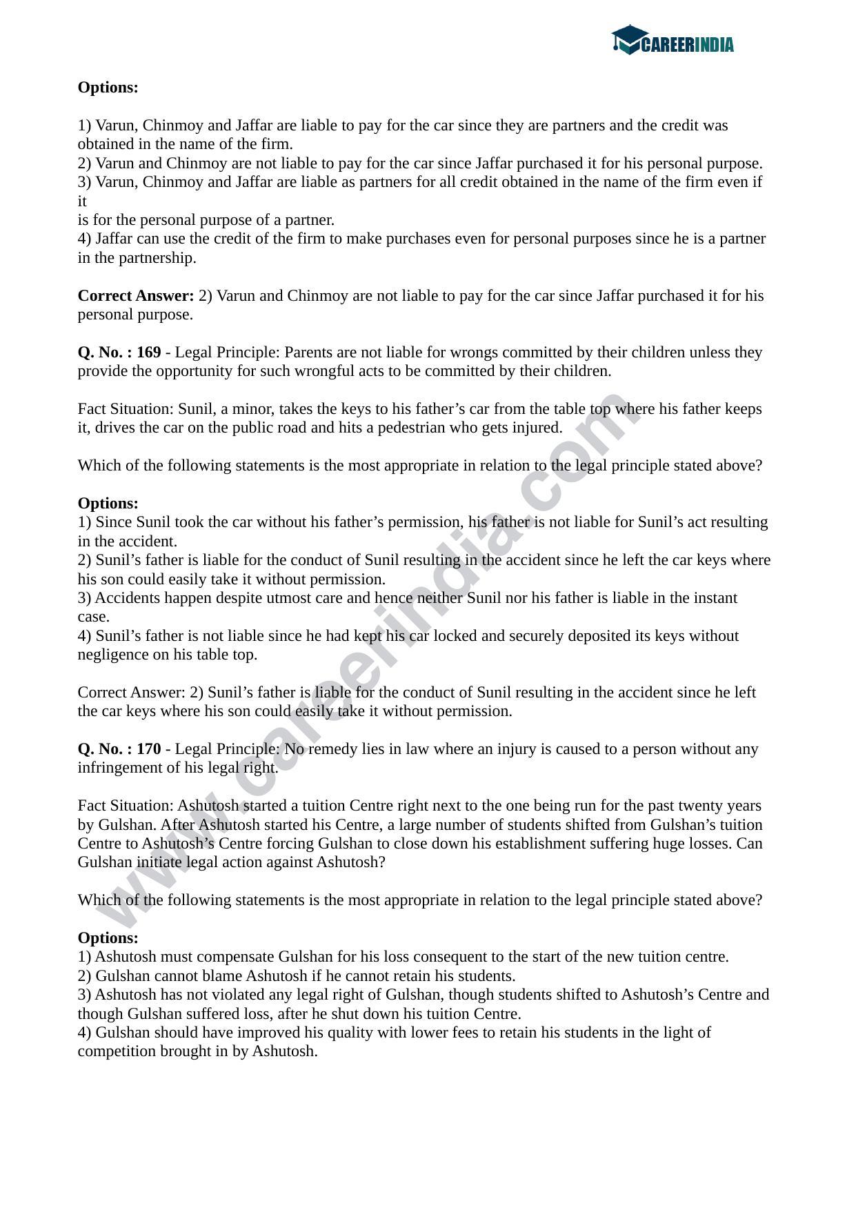 CLAT 2018 UG Question Paper - Page 61