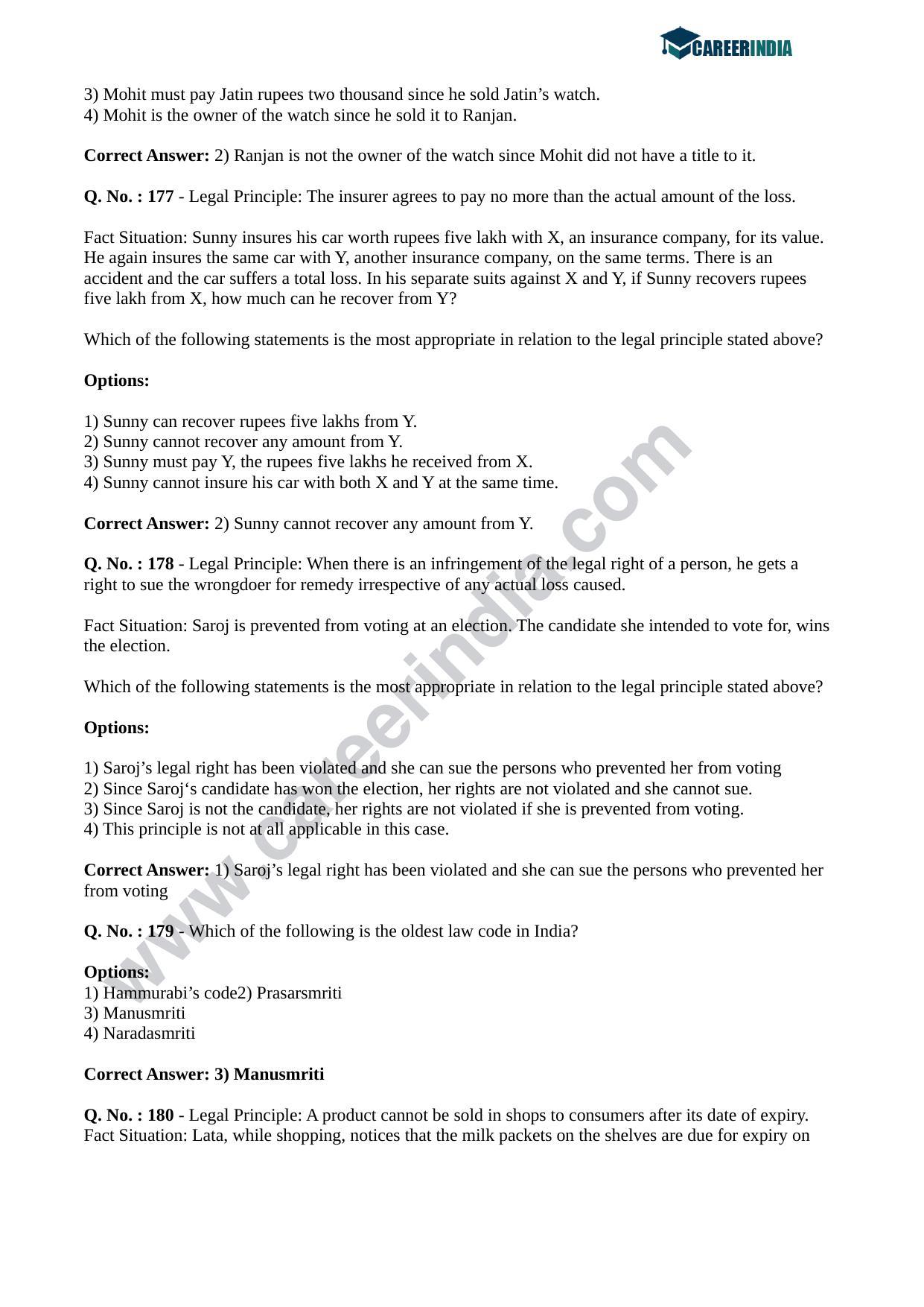 CLAT 2018 UG Question Paper - Page 64