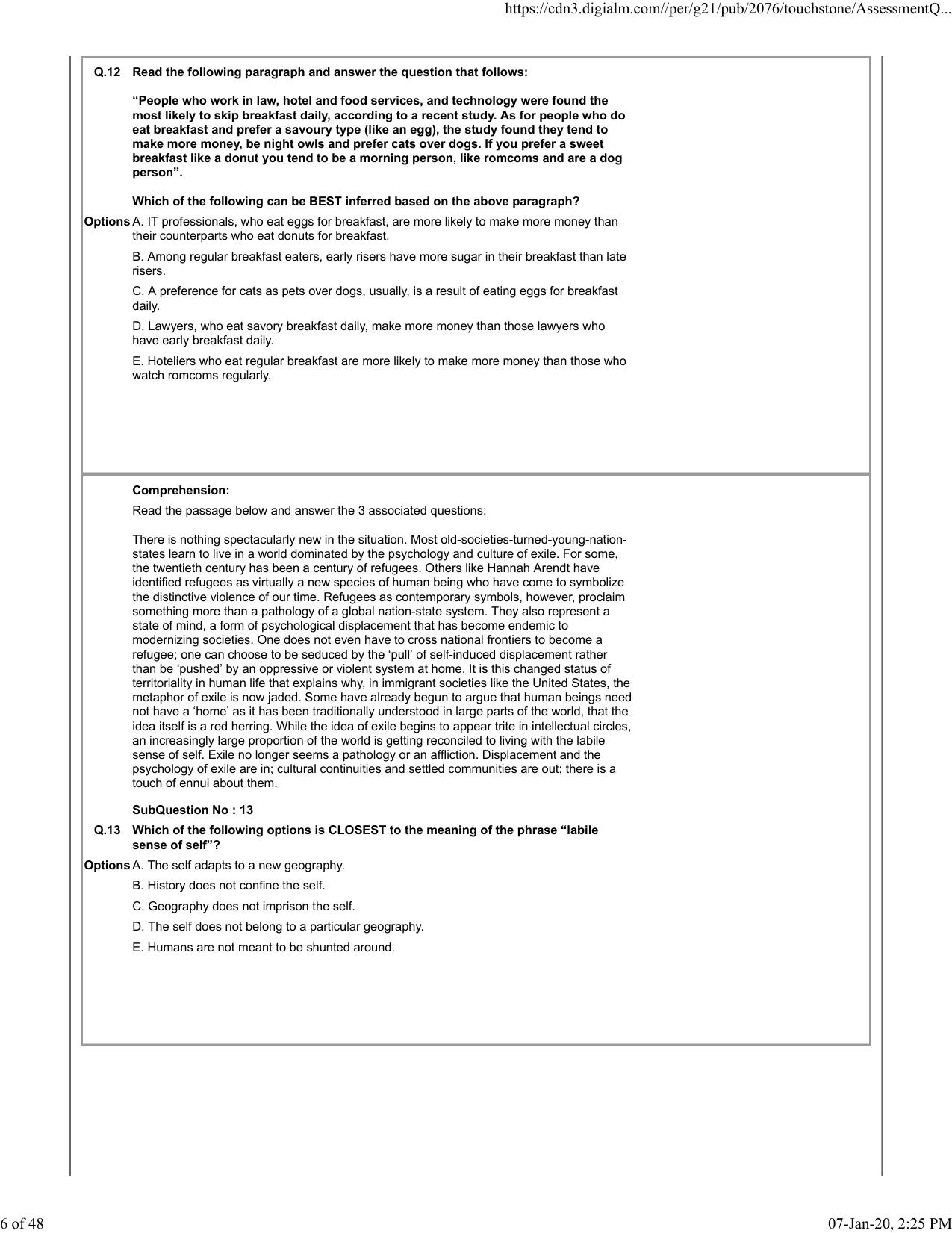 XAT 2020 Question Paper - Page 6
