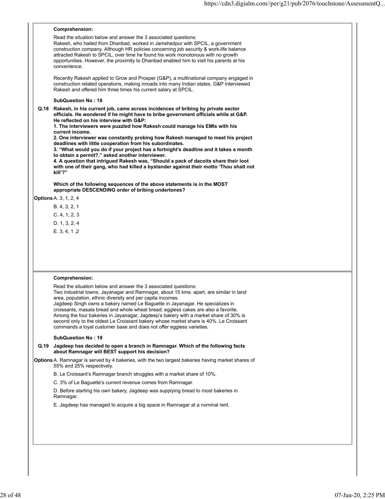 XAT 2020 Question Paper - Page 28