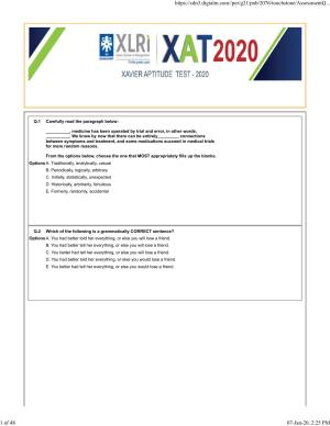 XAT 2020 Question Paper