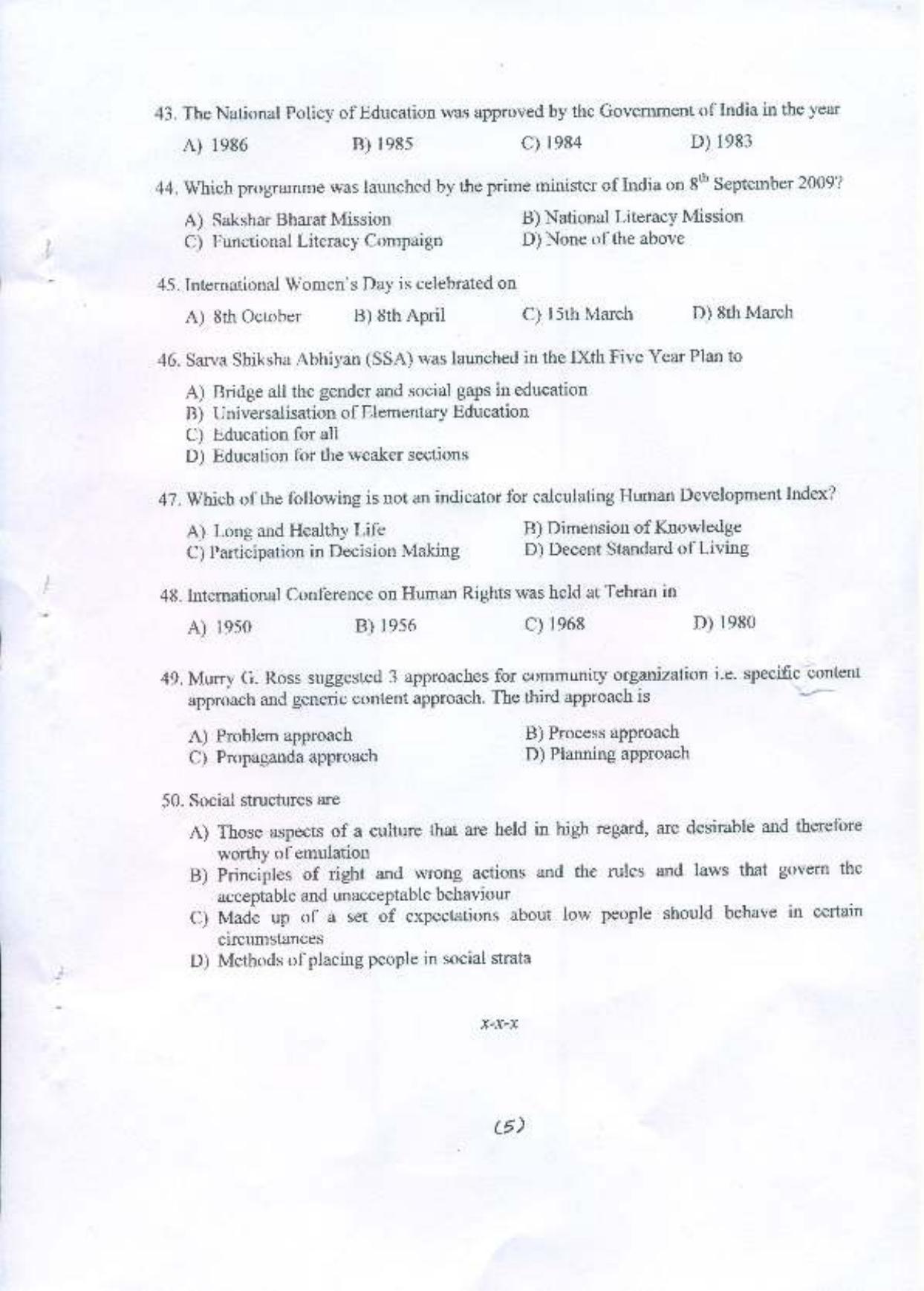 PU MPET Community Education and Disability Studies 2015 Question Paper - Page 6