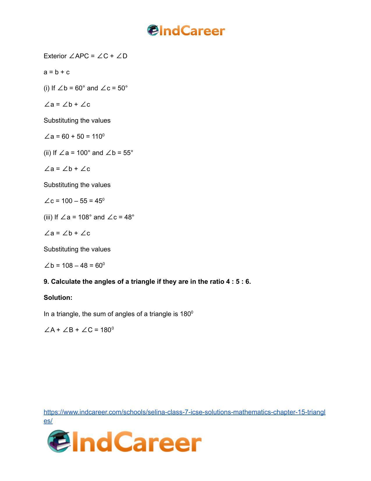 Selina Class 7 ICSE Solutions Mathematics : Chapter 15- Triangles - Page 11