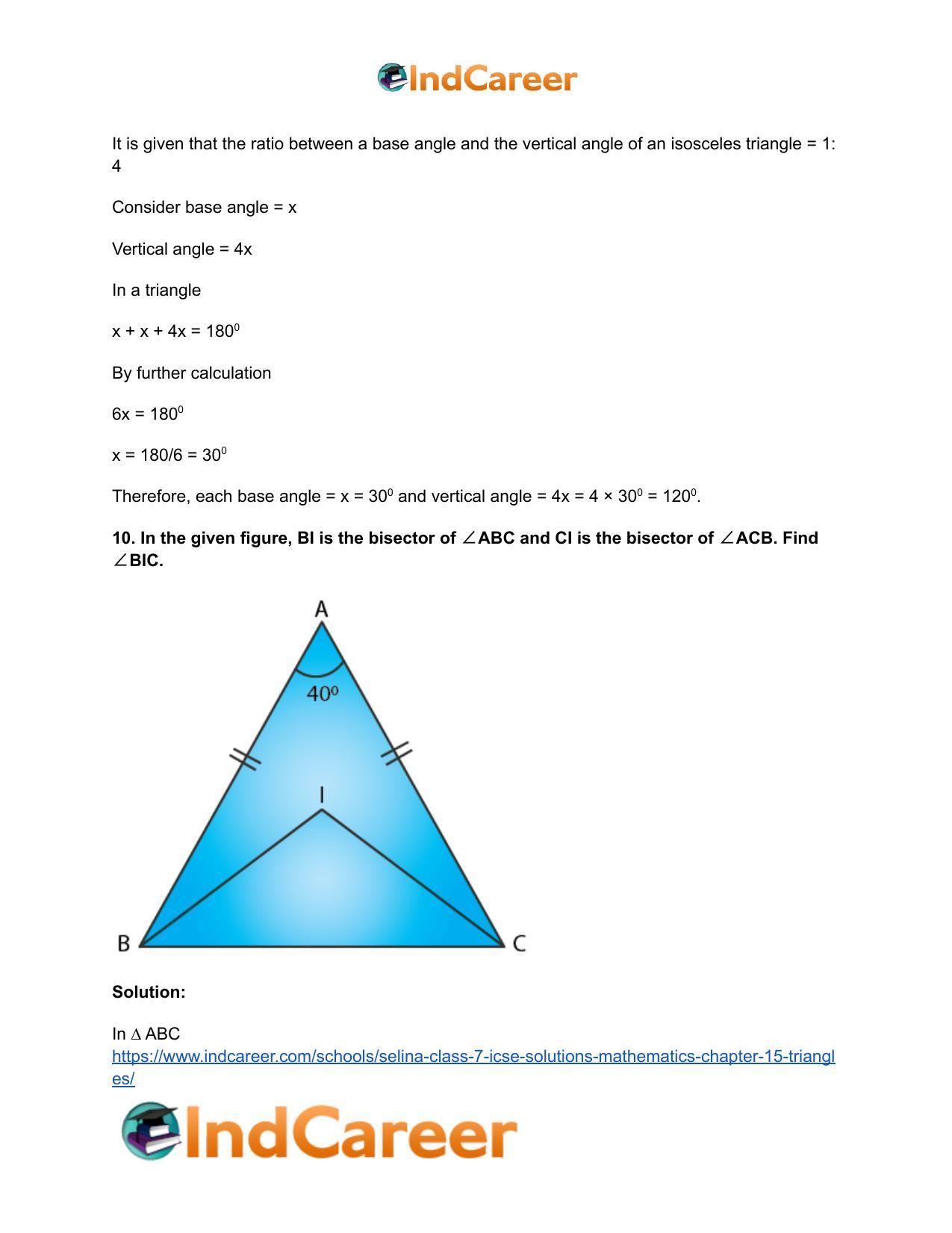 Selina Class 7 ICSE Solutions Mathematics : Chapter 15- Triangles - Page 31