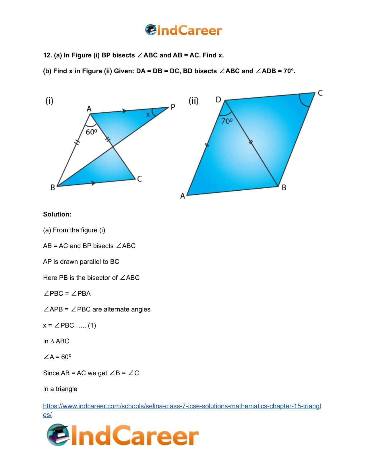 Selina Class 7 ICSE Solutions Mathematics : Chapter 15- Triangles - Page 35