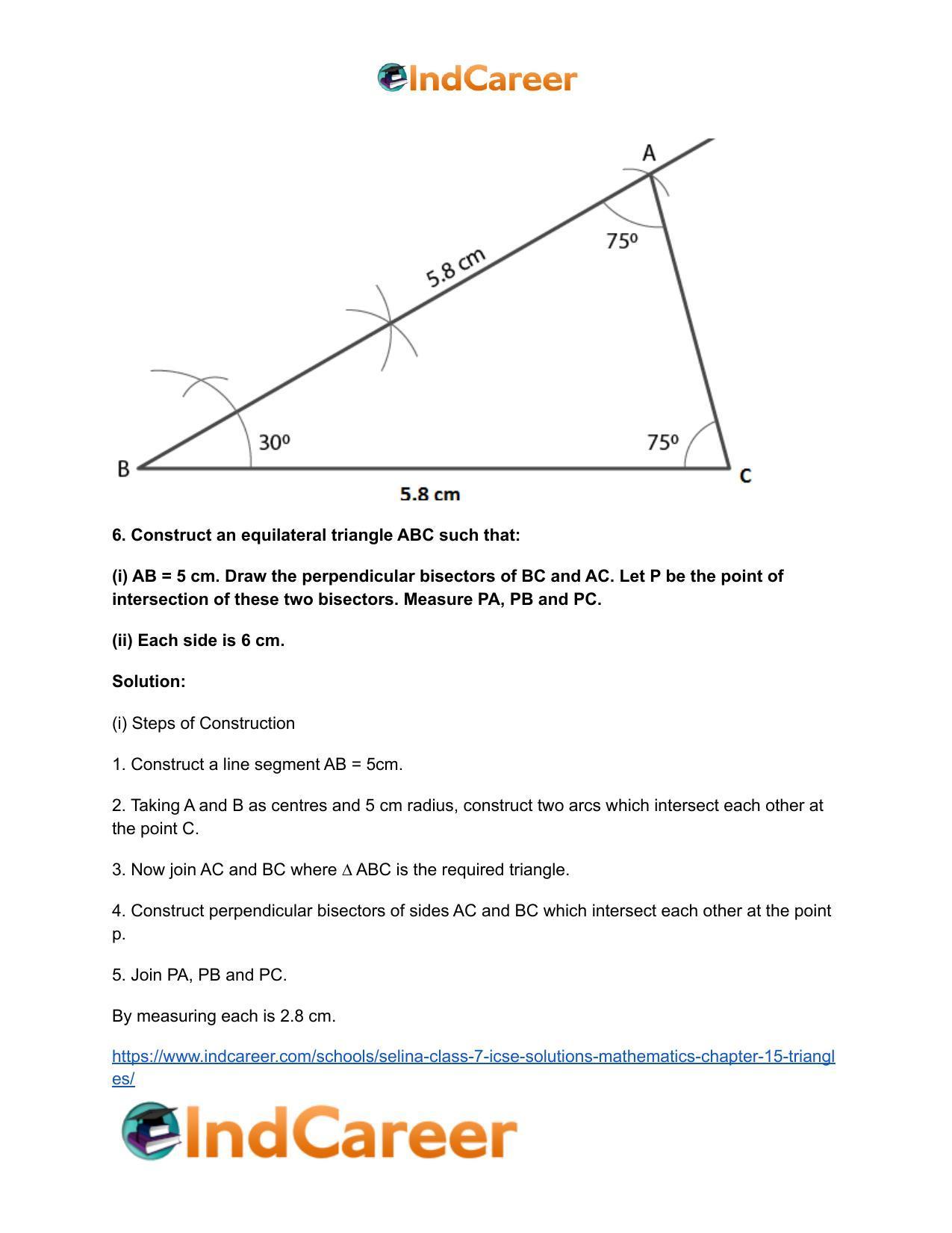 Selina Class 7 ICSE Solutions Mathematics : Chapter 15- Triangles - Page 56