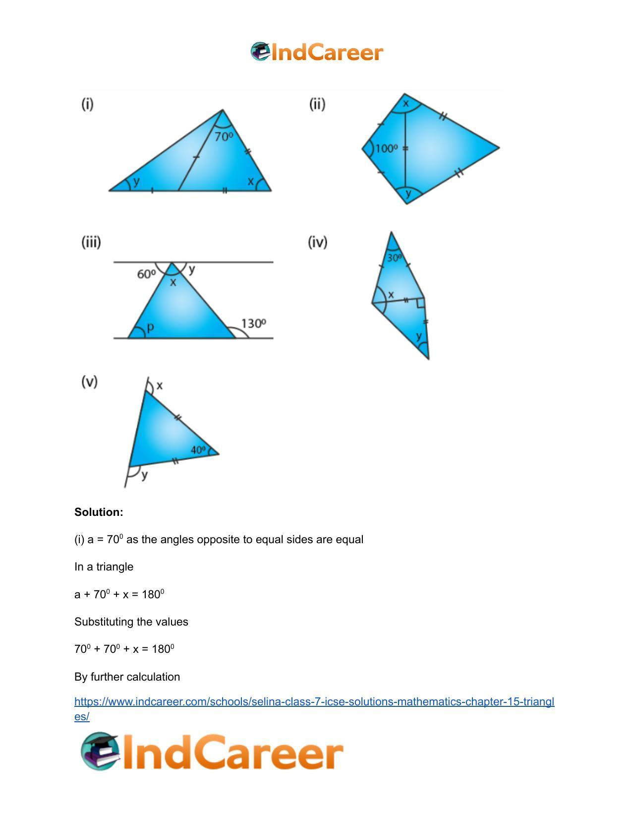 Selina Class 7 ICSE Solutions Mathematics : Chapter 15- Triangles - Page 71