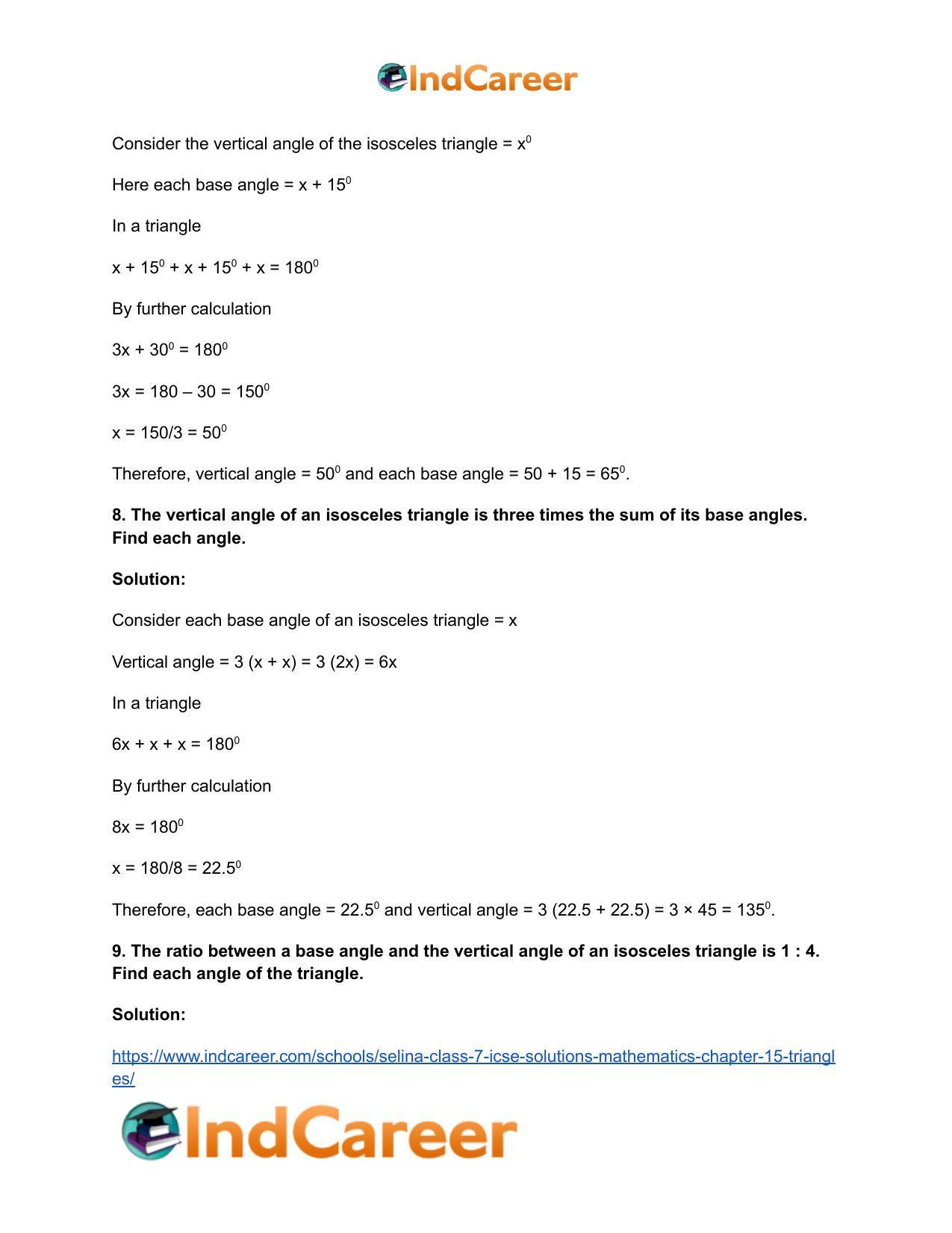 Selina Class 7 ICSE Solutions Mathematics : Chapter 15- Triangles - Page 78