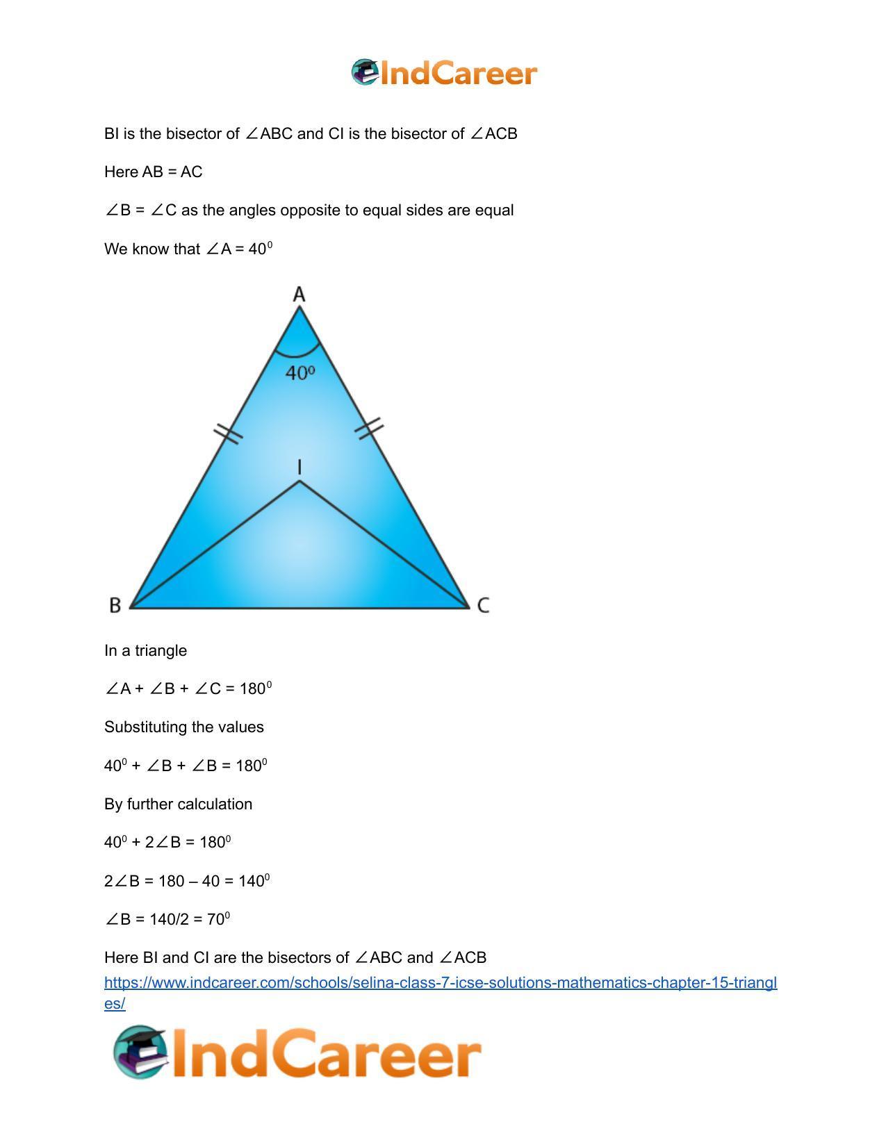 Selina Class 7 ICSE Solutions Mathematics : Chapter 15- Triangles - Page 80