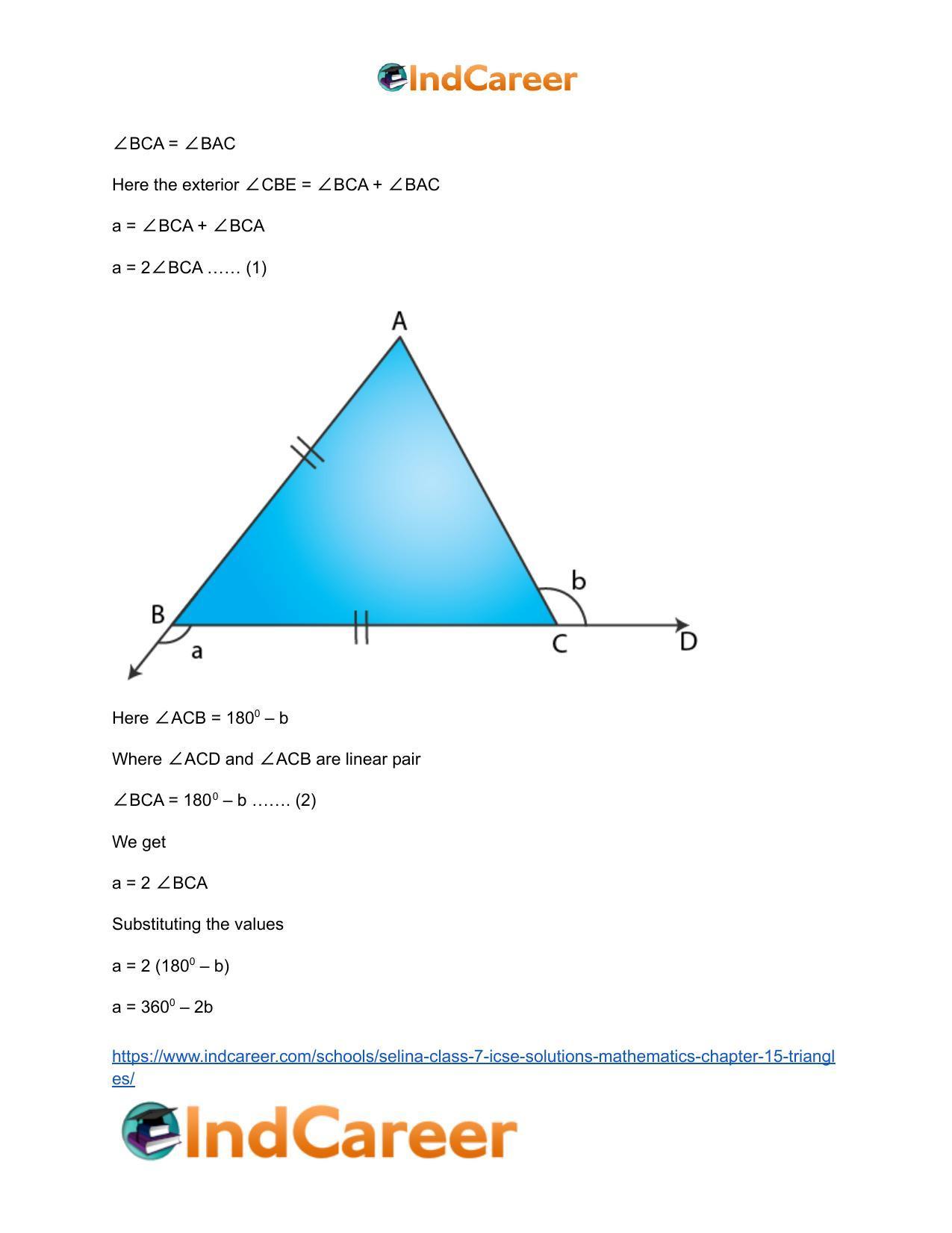 Selina Class 7 ICSE Solutions Mathematics : Chapter 15- Triangles - Page 82