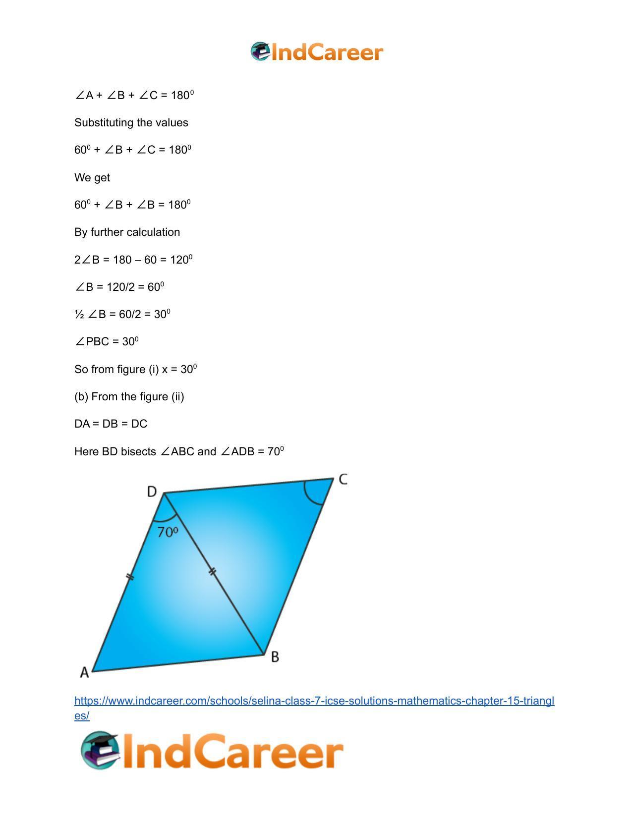 Selina Class 7 ICSE Solutions Mathematics : Chapter 15- Triangles - Page 84