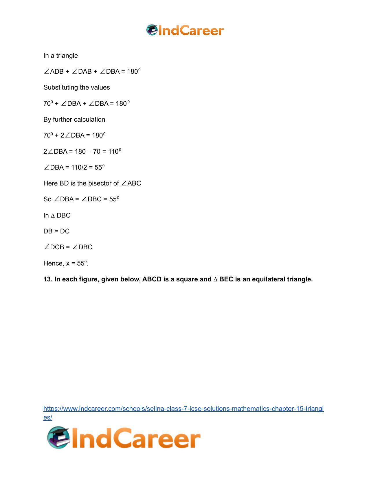 Selina Class 7 ICSE Solutions Mathematics : Chapter 15- Triangles - Page 85