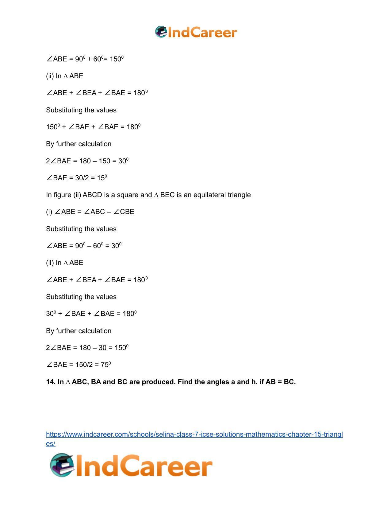 Selina Class 7 ICSE Solutions Mathematics : Chapter 15- Triangles - Page 87