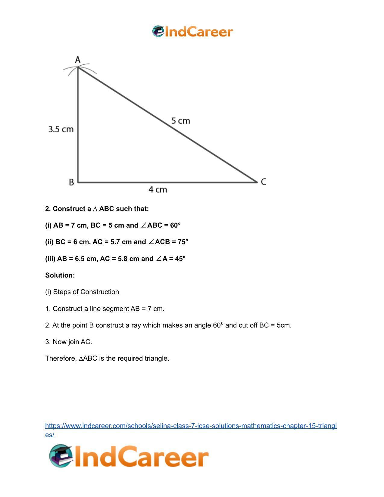 Selina Class 7 ICSE Solutions Mathematics : Chapter 15- Triangles - Page 92