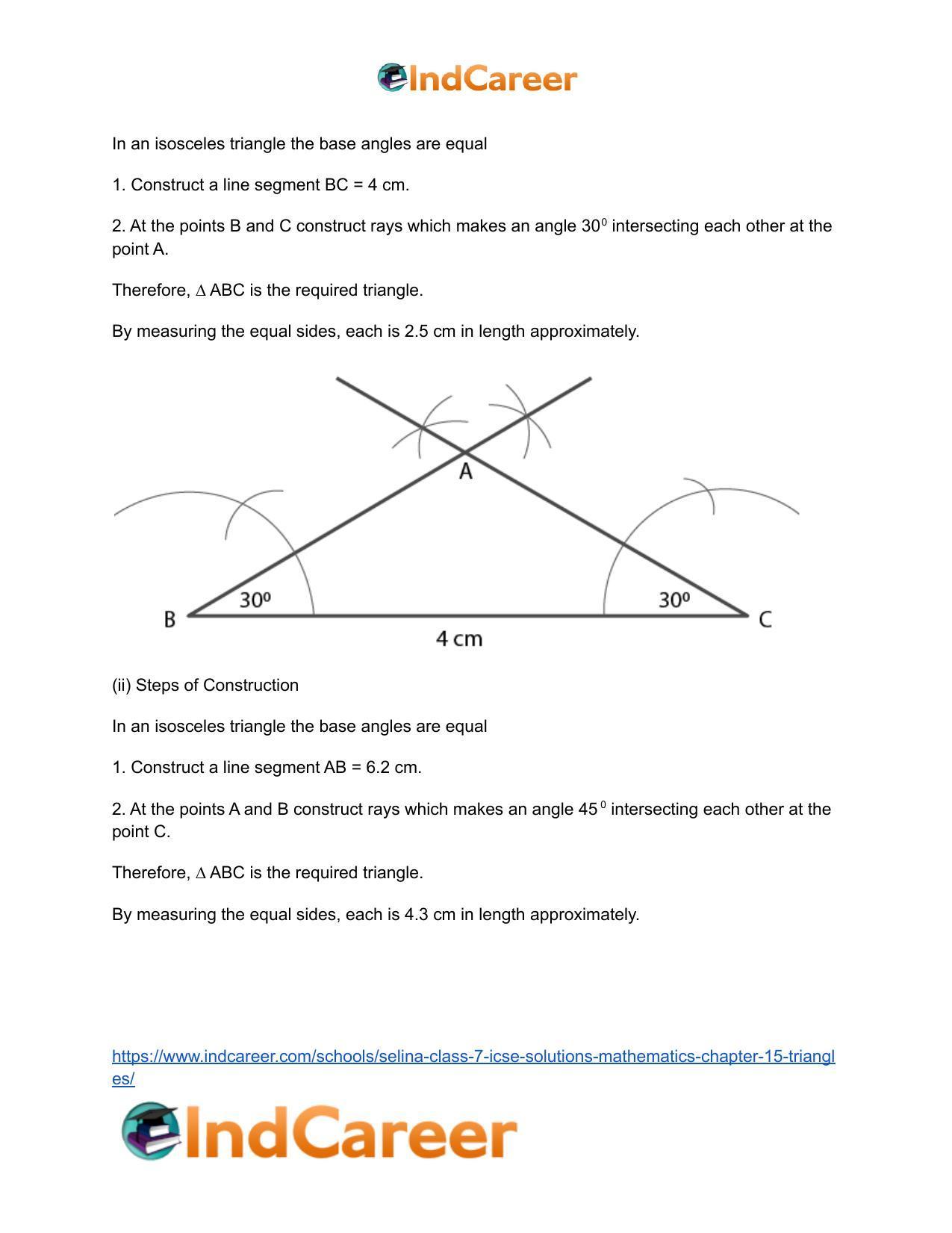 Selina Class 7 ICSE Solutions Mathematics : Chapter 15- Triangles - Page 99