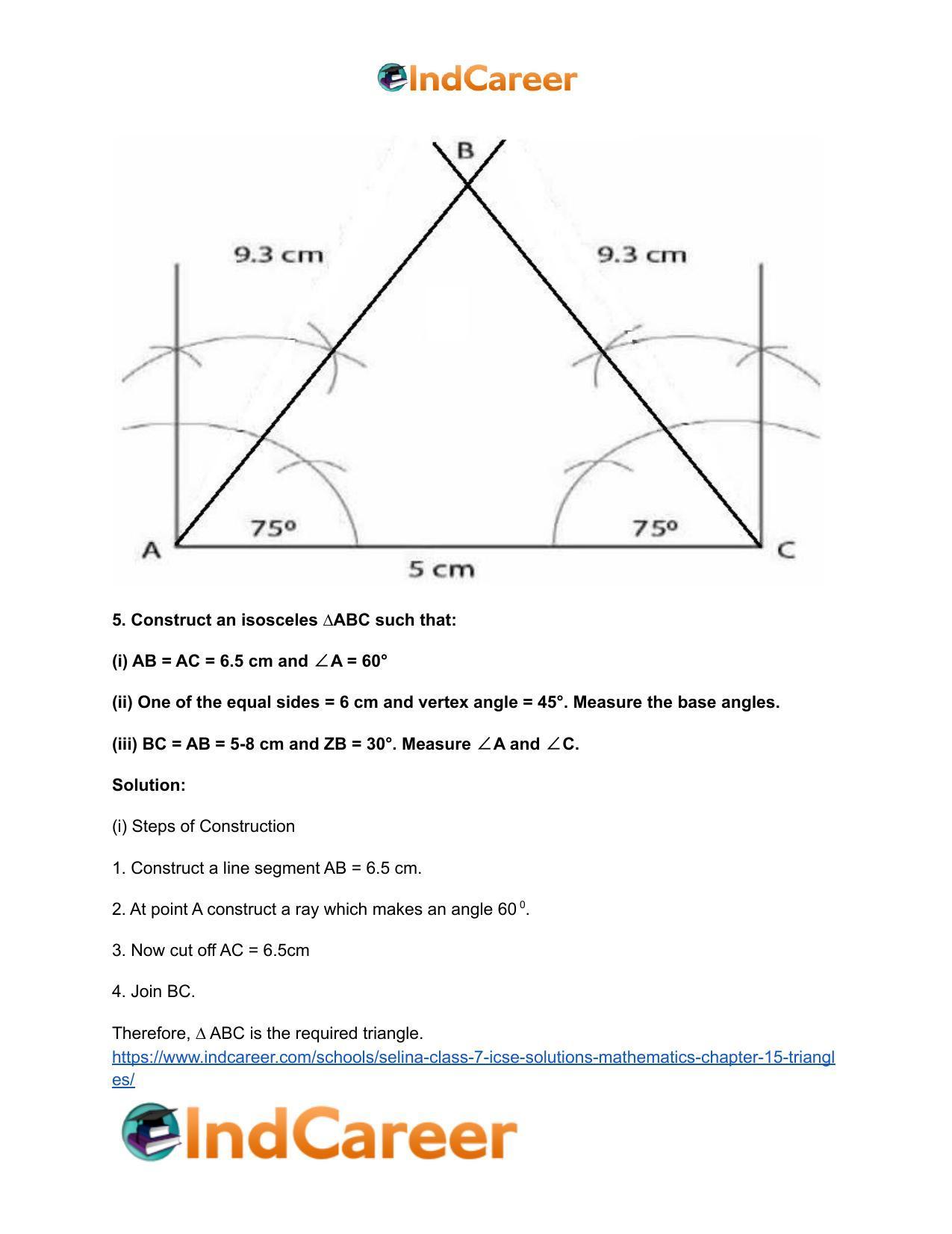 Selina Class 7 ICSE Solutions Mathematics : Chapter 15- Triangles - Page 101