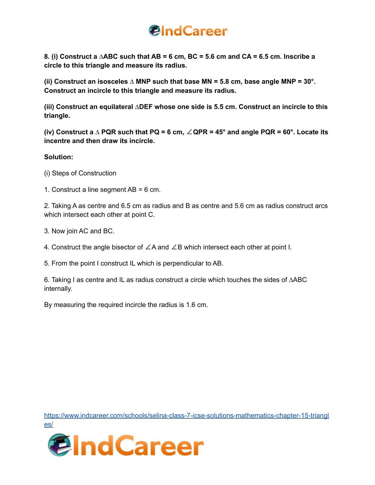 Selina Class 7 ICSE Solutions Mathematics : Chapter 15- Triangles - Page 110